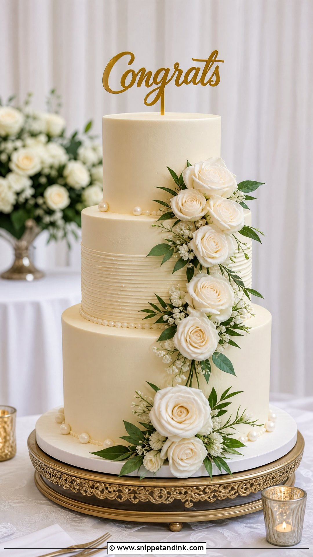 Three Tier Wedding Congrats Cake - Snippet and Ink - 30 Congrats Cake Ideas for Wedding