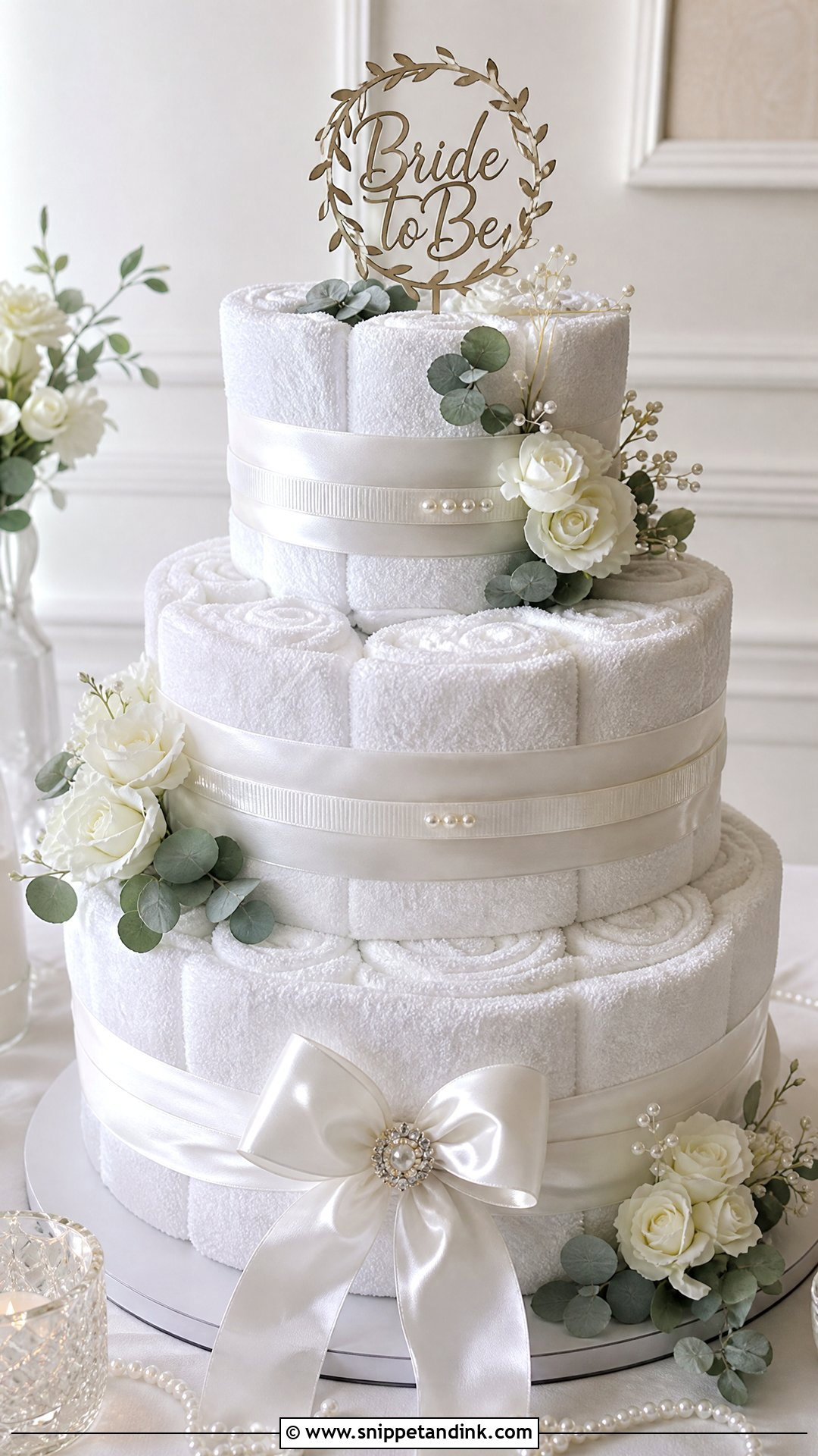 Three Tier Wedding Towel Cake - Snippet and Ink - 20 Wedding Towel Cakes