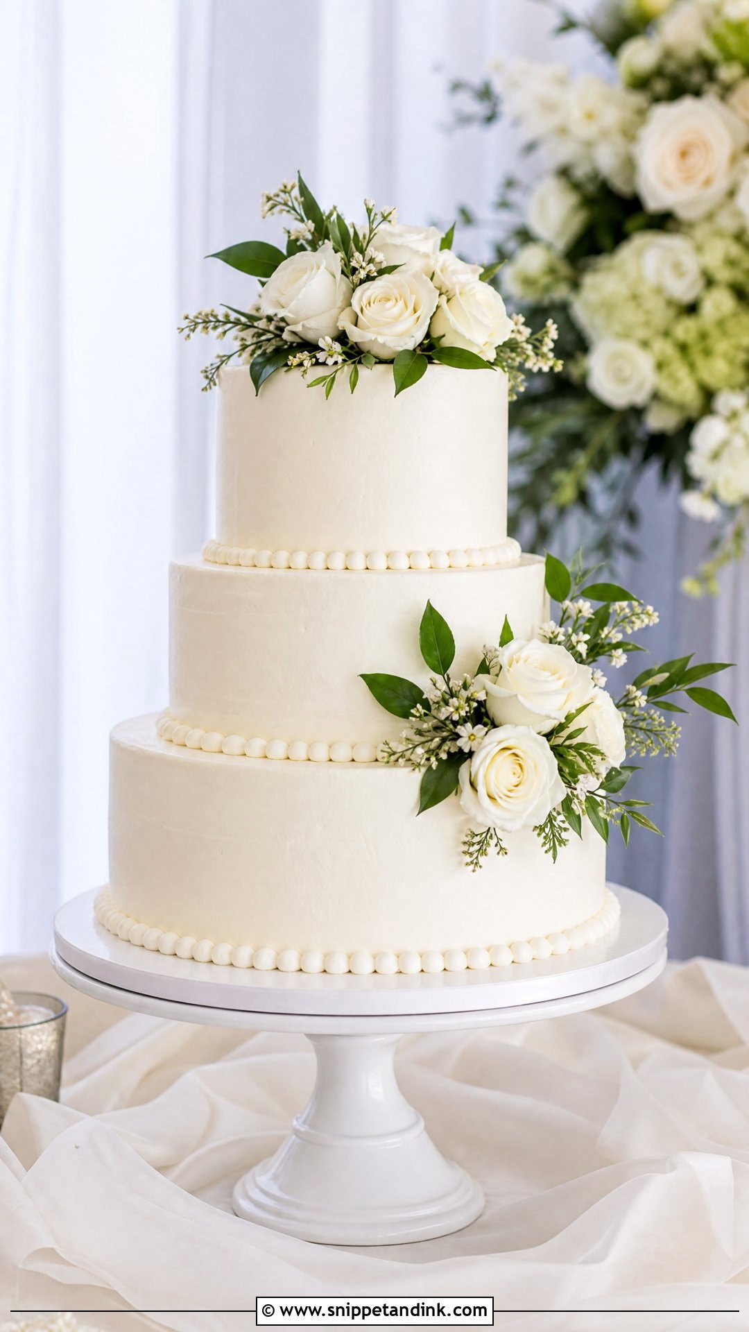 Three Tier White Wedding Cake - Snippet and Ink - 20 Tier Cake Designs for Wedding