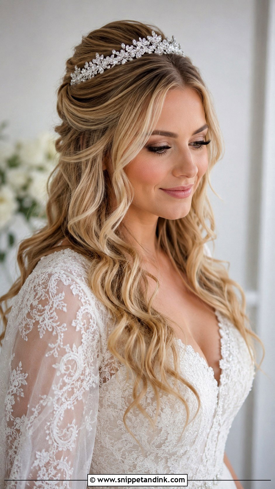 Tiara Bride Half Up Half Down Hair - Snippet and Ink - 15 Tiara Bride Hairstyles