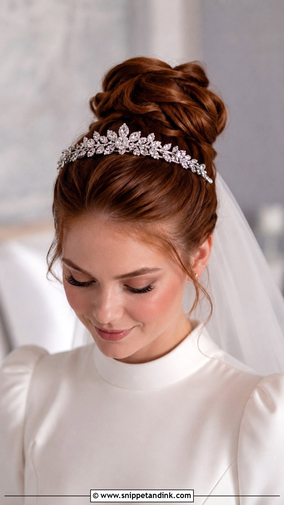 Tiara Bride High Bun - Snippet and Ink - 15 Tiara Bride Hairstyles