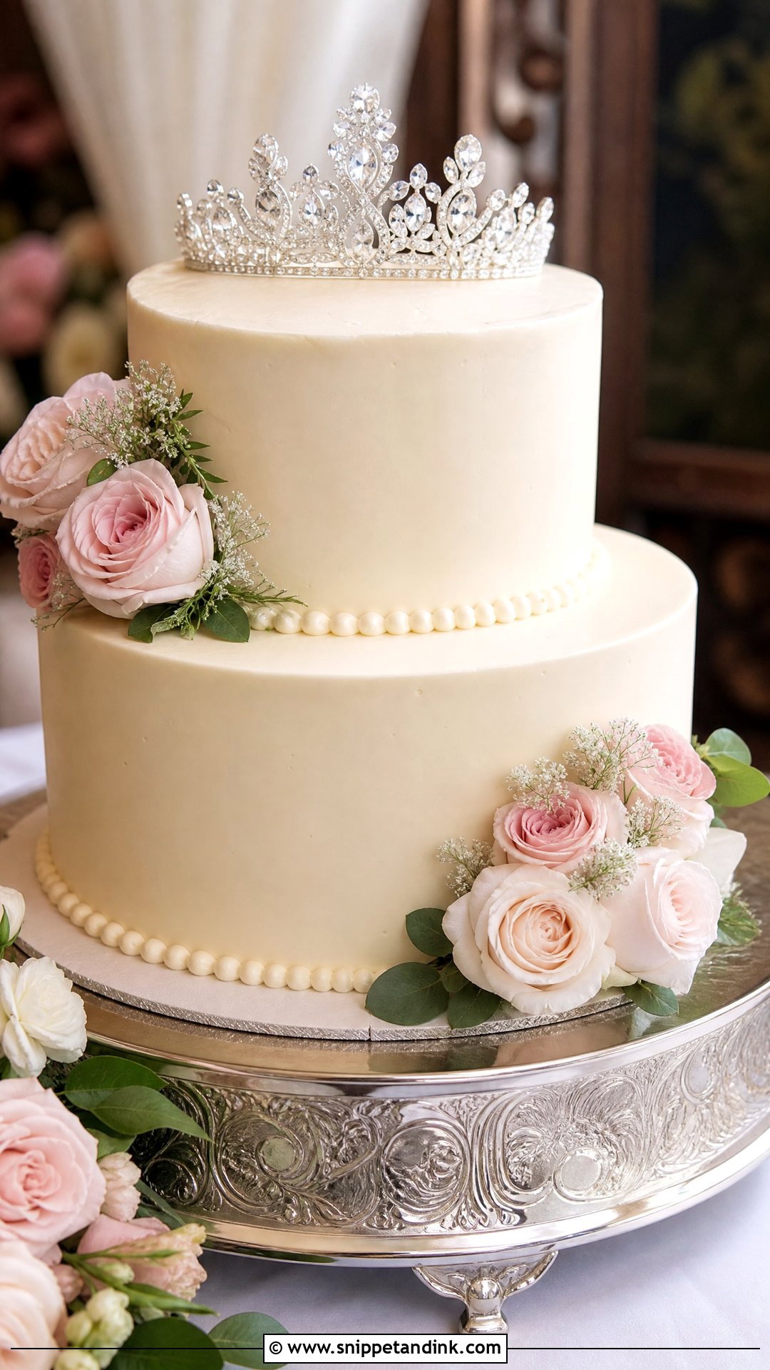 Tiara Crown Wedding Cake - Snippet and Ink - 35 Crown Cake Ideas for Wedding
