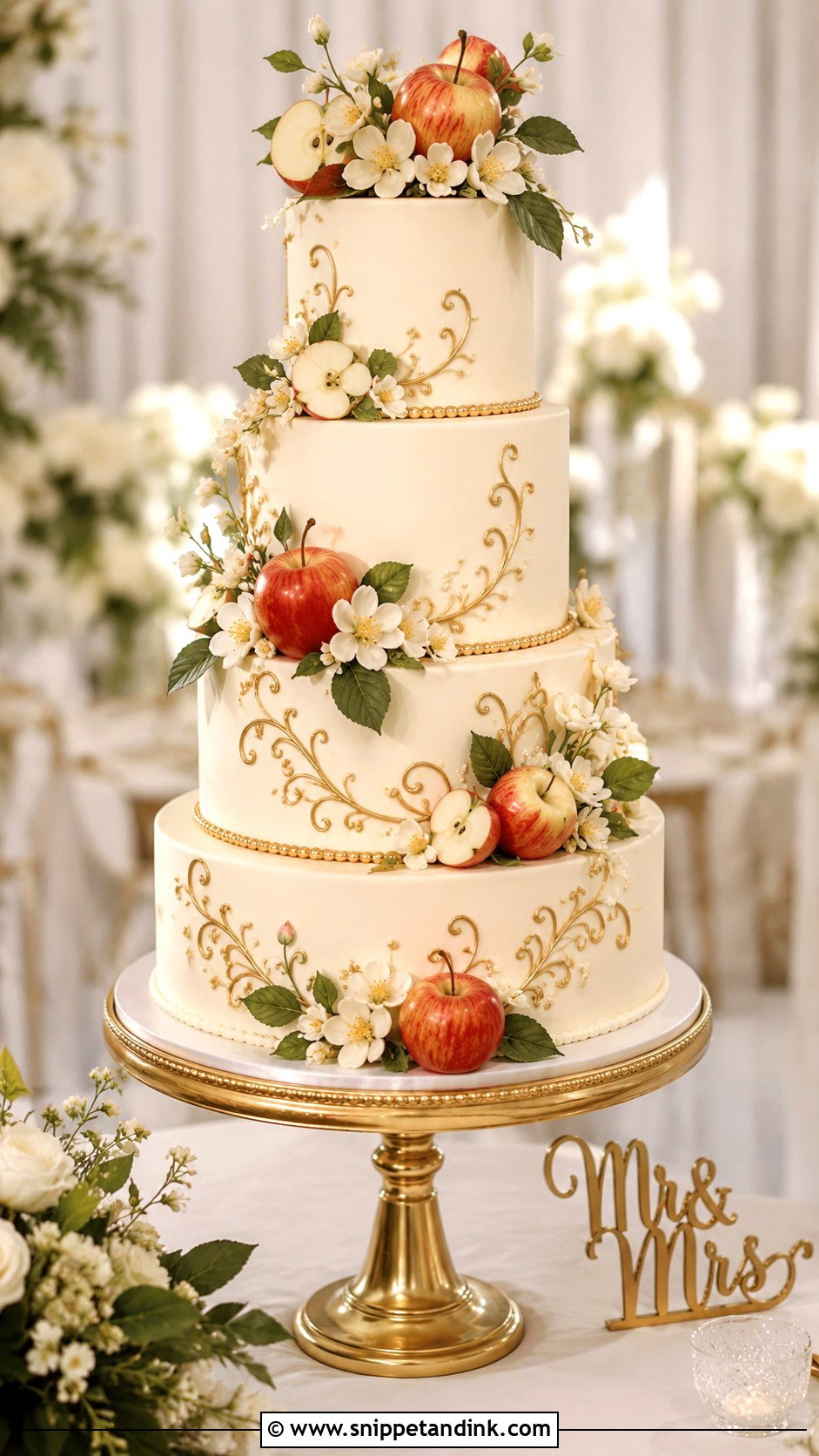 Tiered Apple Wedding Cake - Snippet and Ink - 20 Apple Wedding Cake Ideas