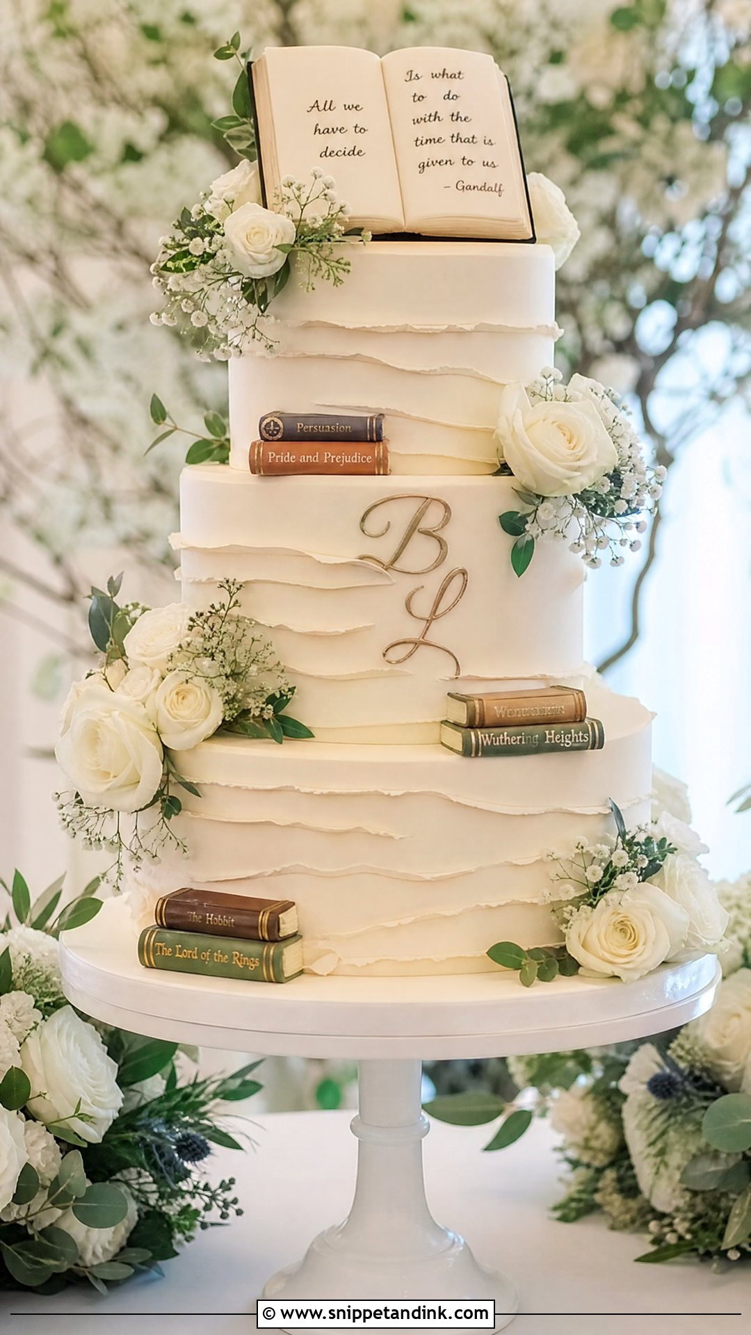Tiered Book Wedding Cake - Snippet and Ink - 25 Book Theme Cake Ideas for Wedding