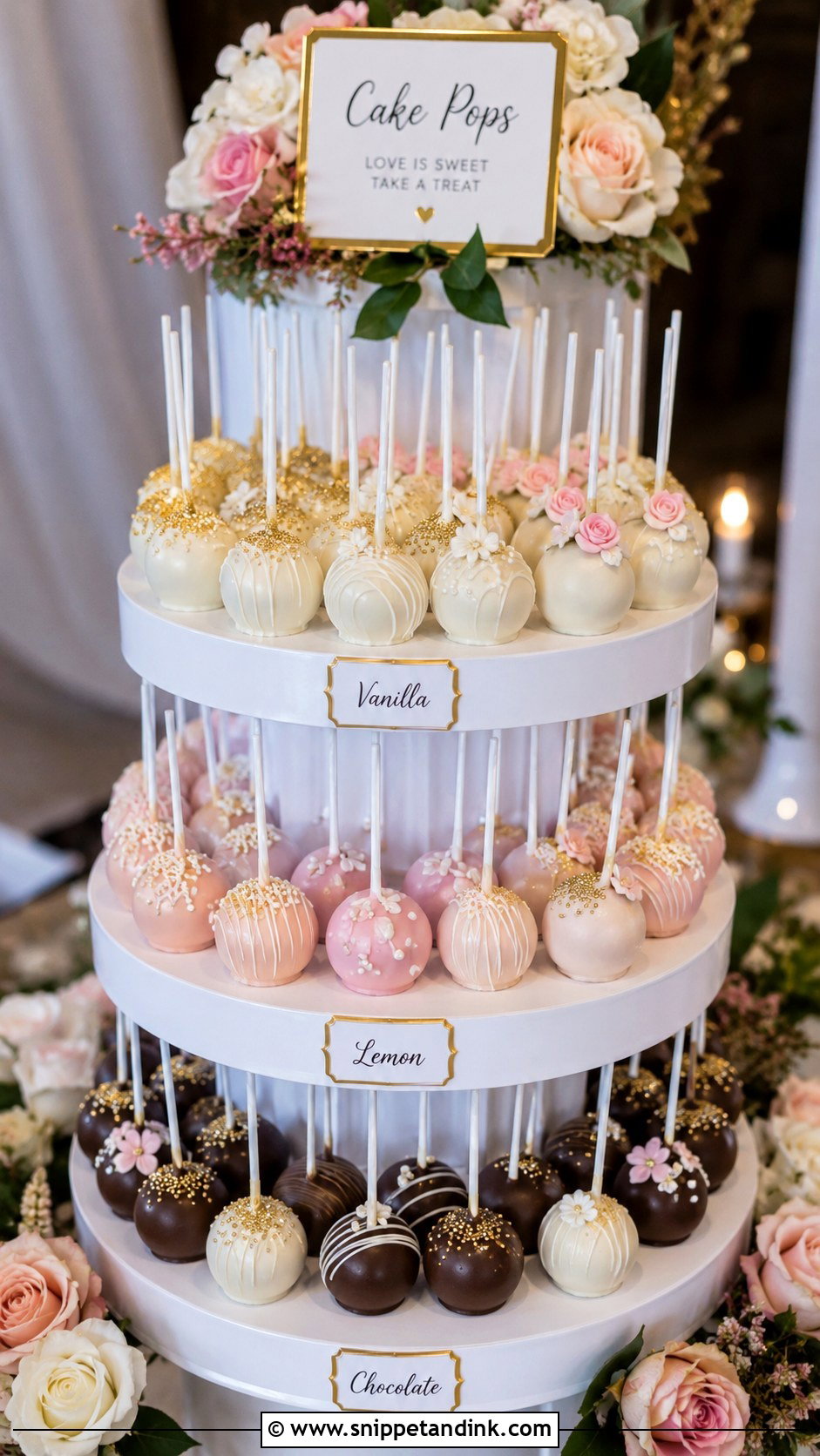 Tiered Cake Pop Display For Wedding - Snippet and Ink - 30 Cake Pops Ideas for Wedding