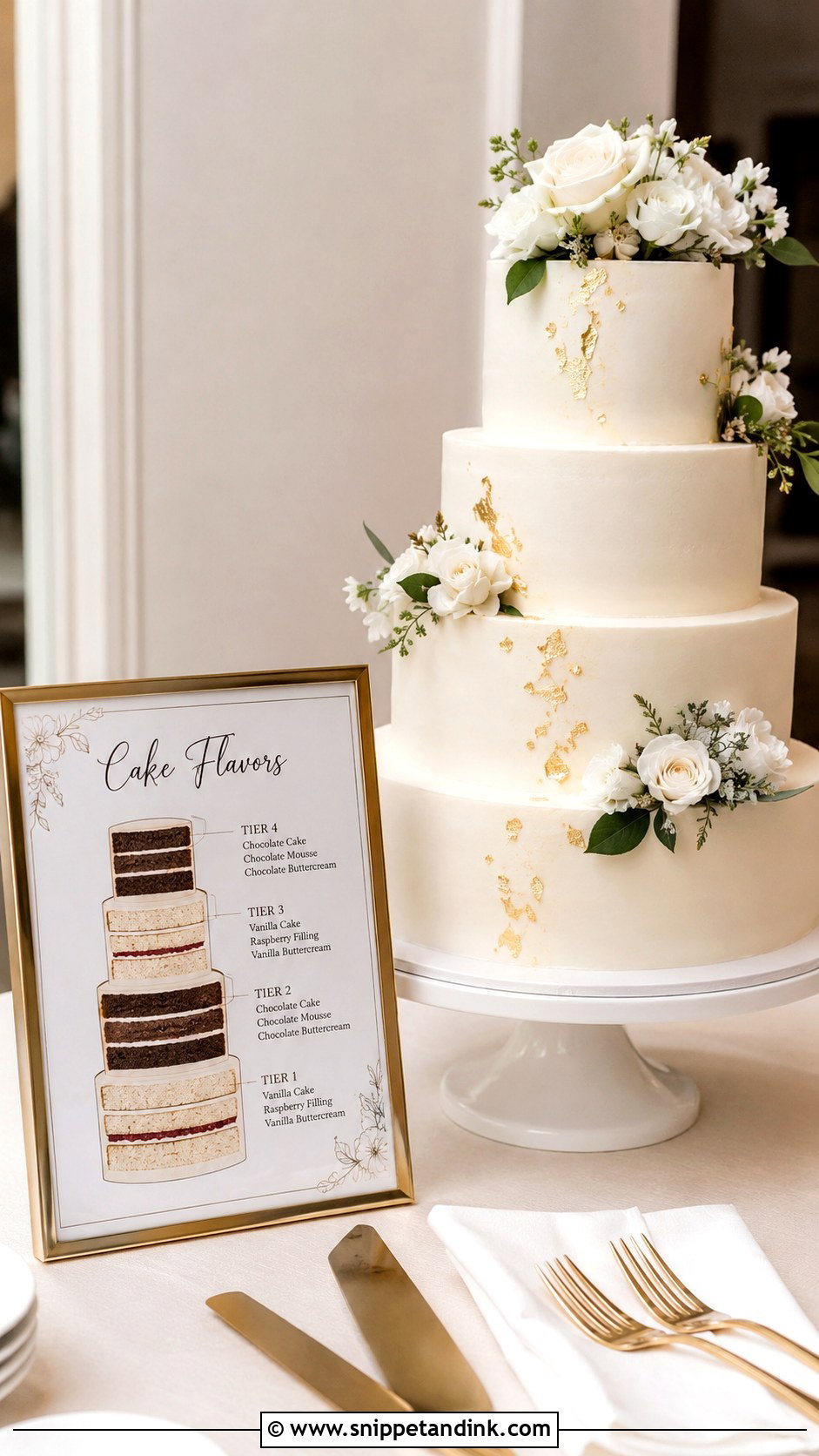 Tiered Wedding Cake Flavor Sign - Snippet and Ink - 20 Wedding Cake Flavour Sign Ideas