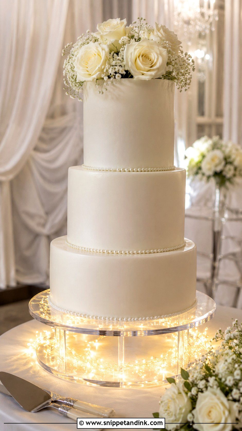 Tiered Wedding Cake With Fairy Lights - Snippet and Ink - 20 Wedding Cake Ideas with Fairy Lights