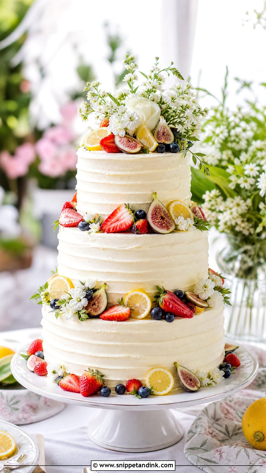 Tiered Wedding Cake With Fresh Fruit - Snippet and Ink - 20 Tier Cake Designs for Wedding