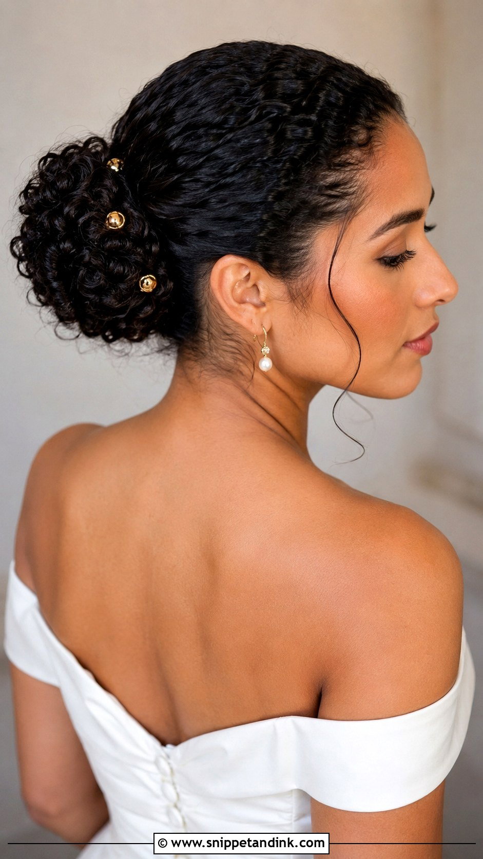 Tight Bun Wedding Hair For Curly Hair - Snippet and Ink - 15 Tight Bun Wedding Hairstyles