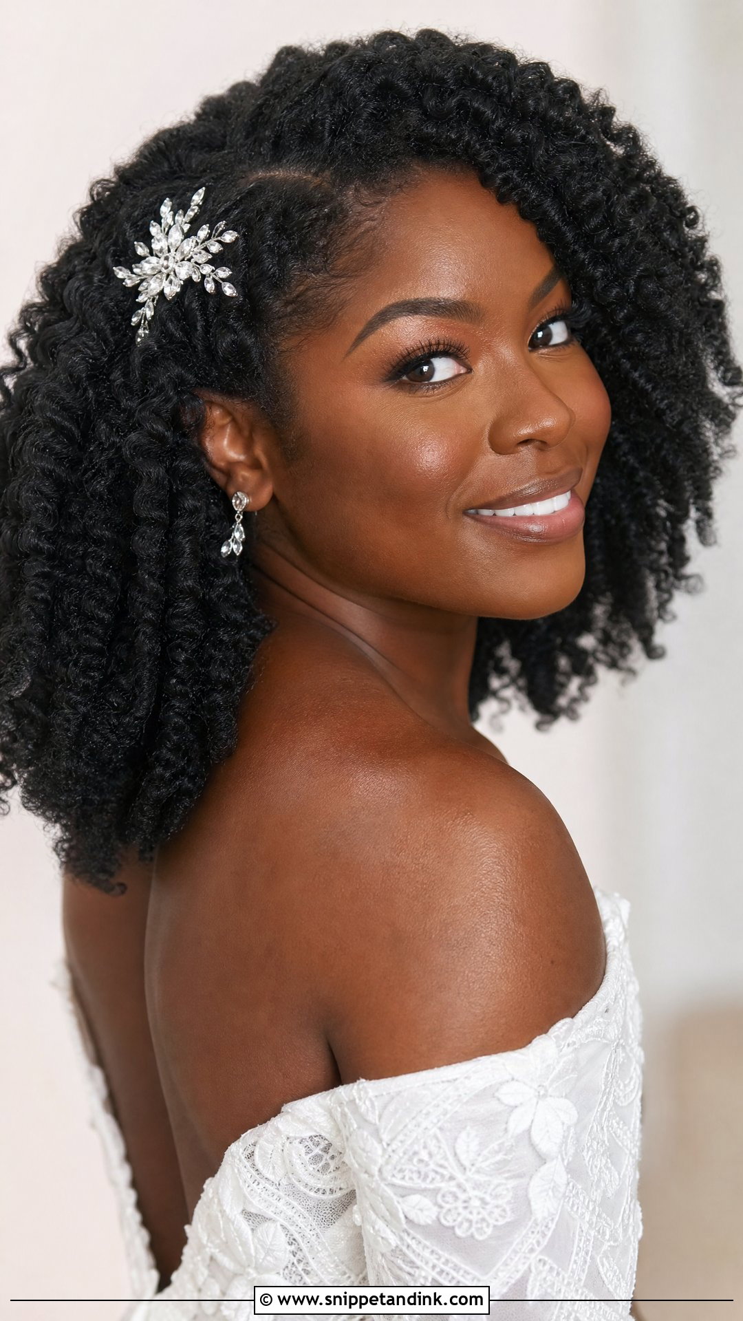 Tight Coily Curls Worn Down - Snippet and Ink - 20 Bridal Hair Curly Down Ideas