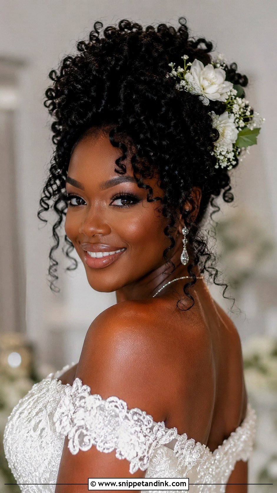 Tight Curls Natural Updo - Snippet and Ink - 25 Wedding Curls