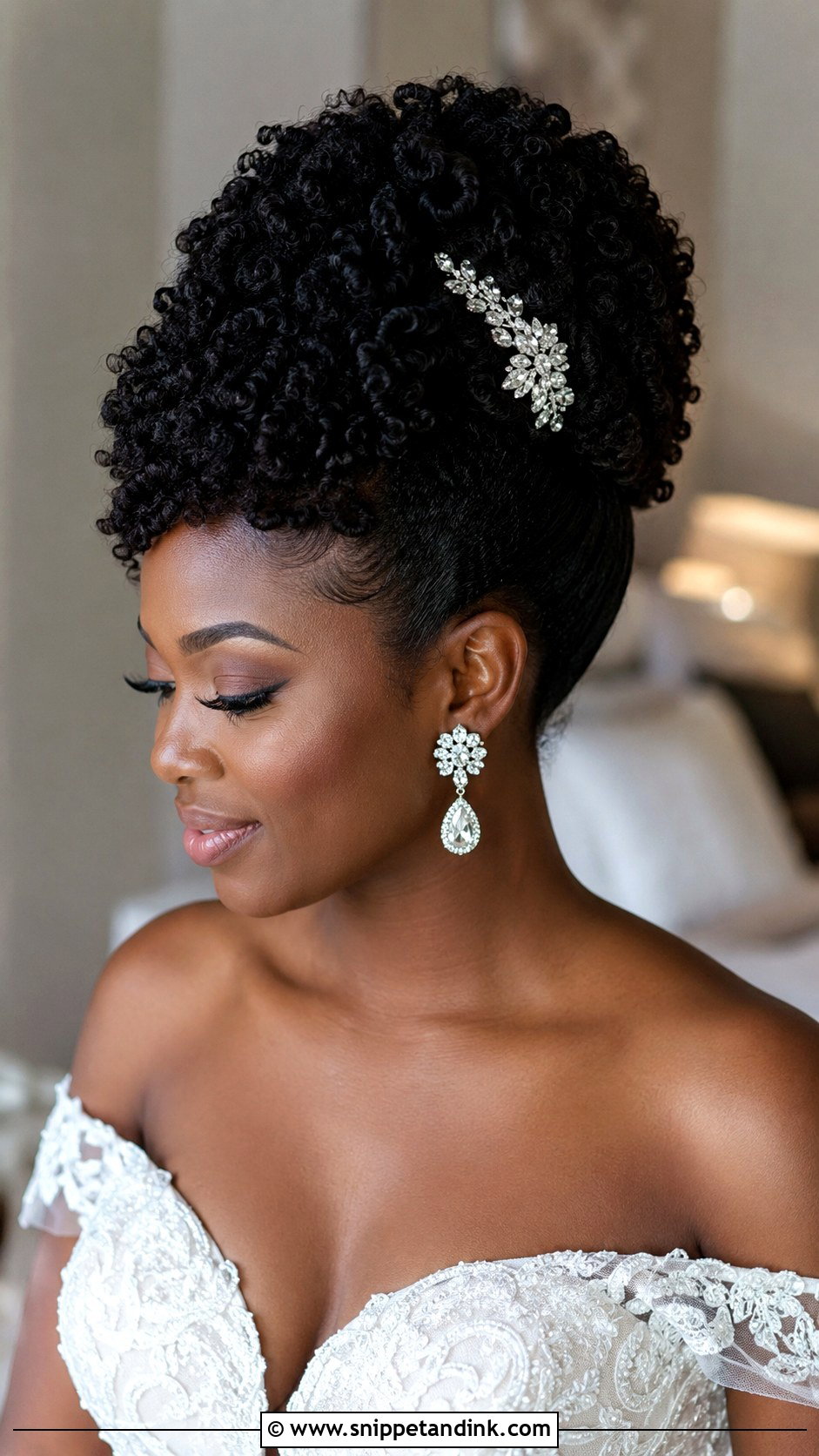 Tight Curls Natural Updo - Snippet and Ink - 25 Curled Wedding Hair Ideas