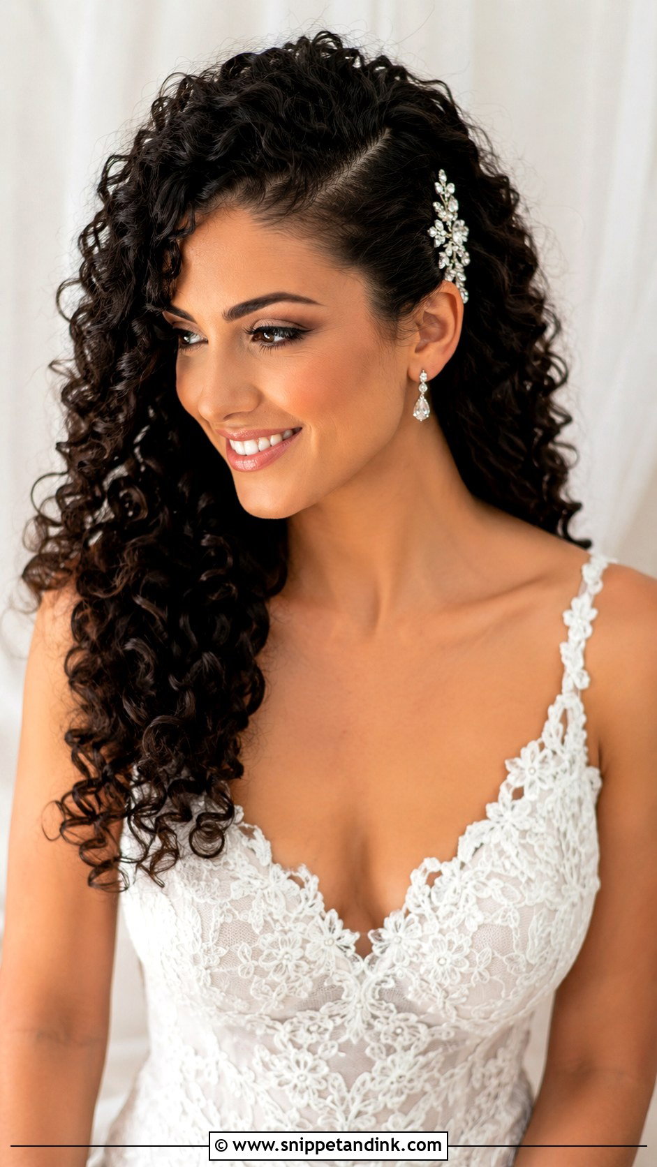 Tight Curls Wedding Hair Side Part - Snippet and Ink - 15 Tight Curls Wedding Hair