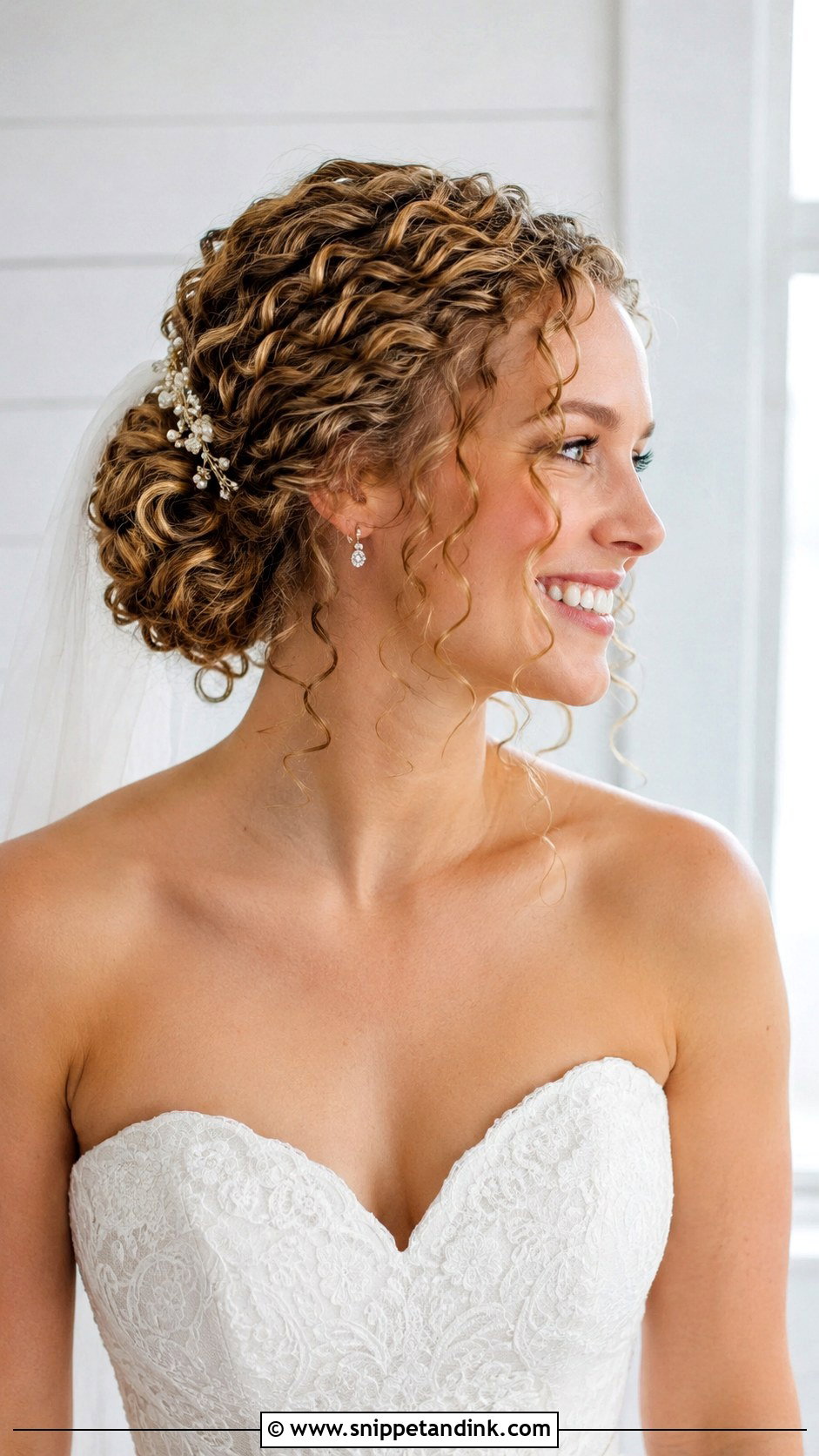 Tight Curls Wedding Hair With Face Framing Curls - Snippet and Ink - 15 Tight Curls Wedding Hair