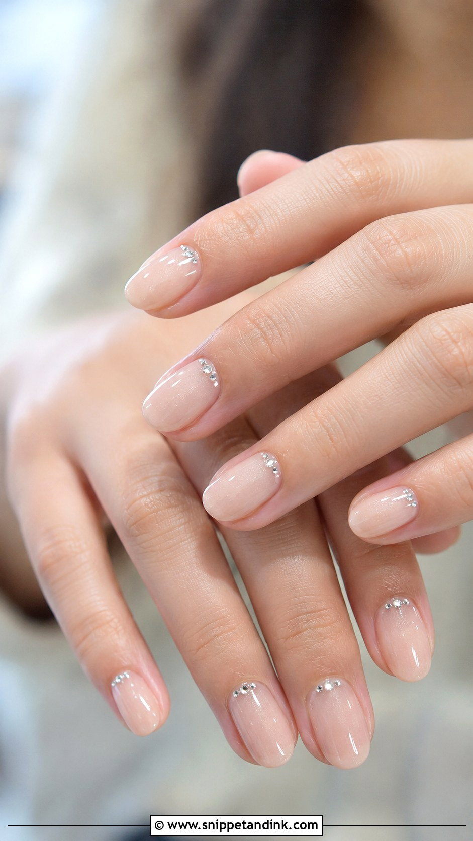 Tiny Rhinestone Wedding Nails - Snippet and Ink - 30 Simple Wedding Nails for Bride