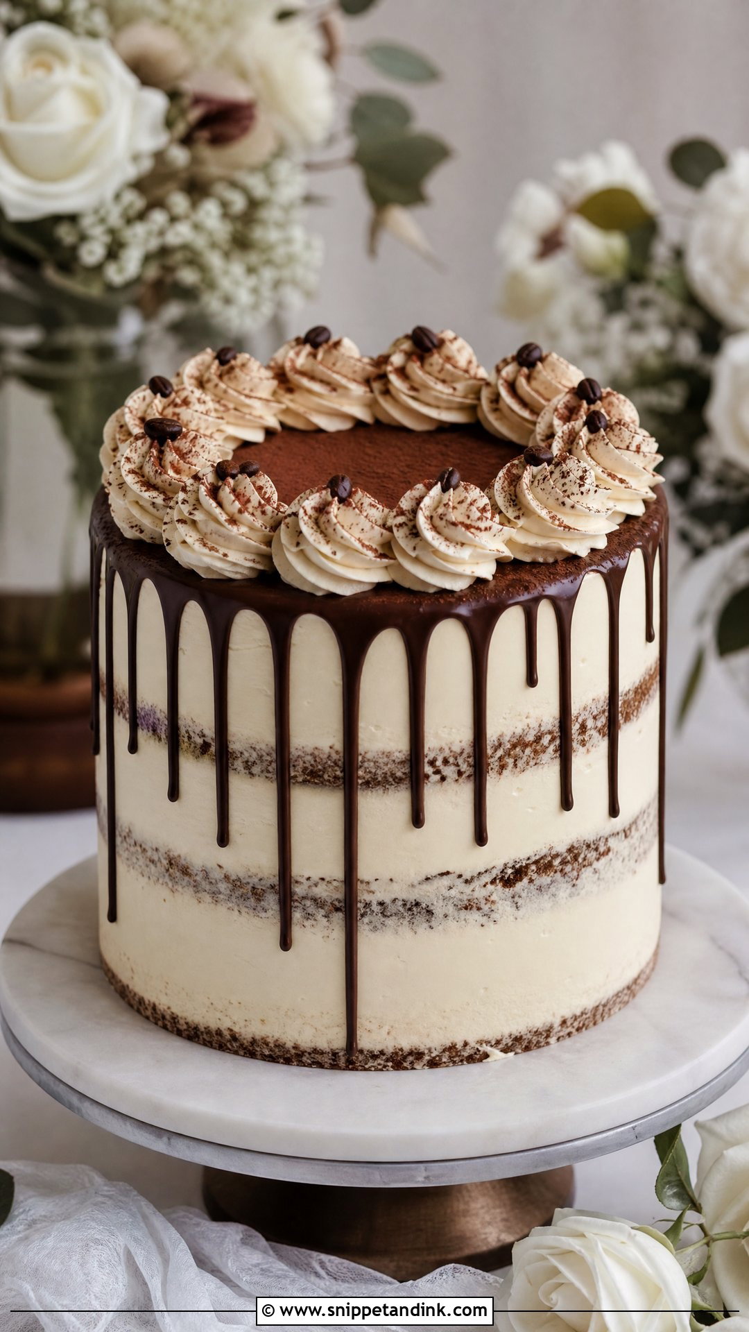 Tiramisu Drip Wedding Cake - Snippet and Ink - 25 Tiramisu Wedding Cake Ideas
