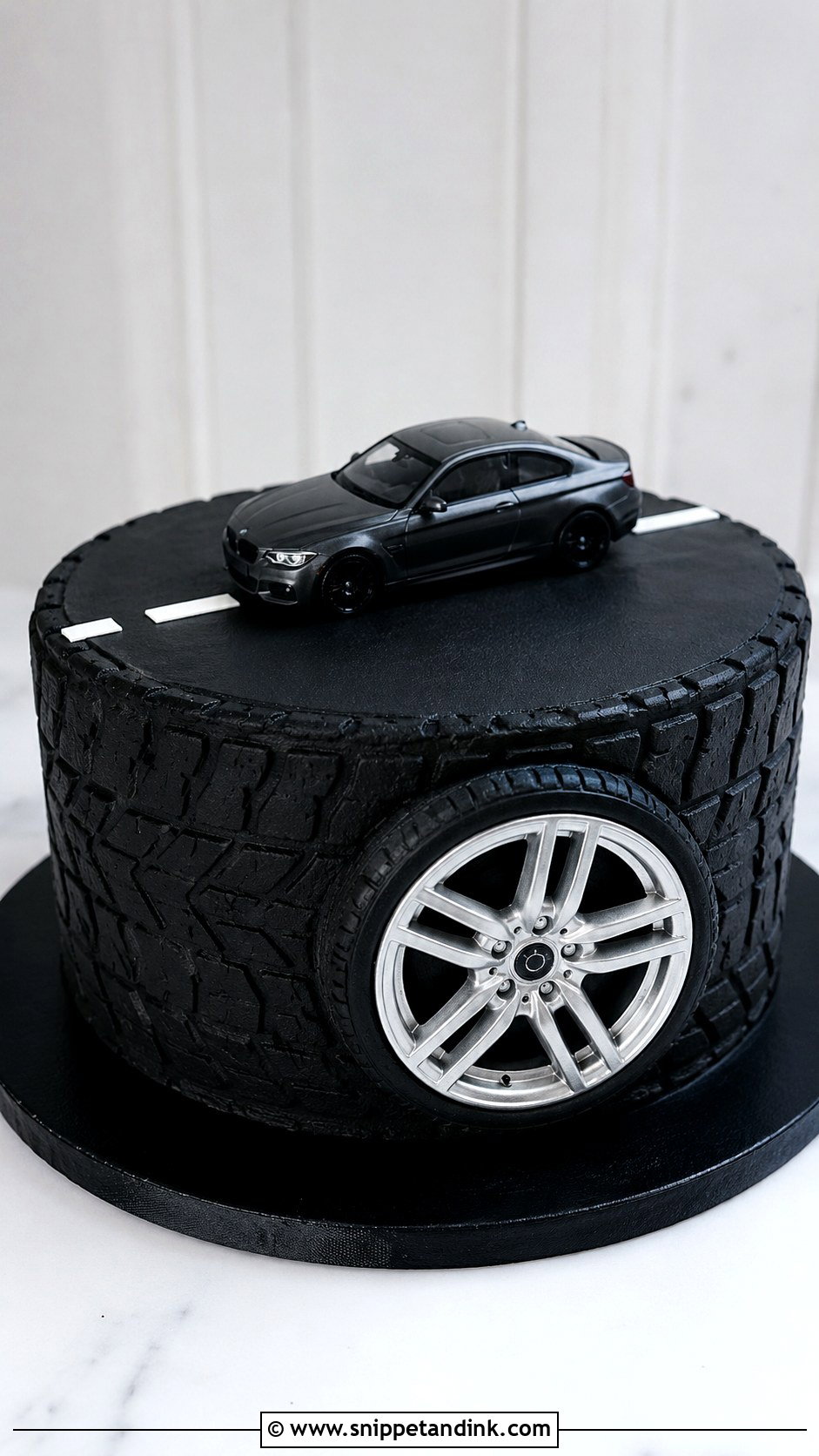 Tire Car Grooms Cake - Snippet and Ink - 20 Grooms Car Cake Ideas