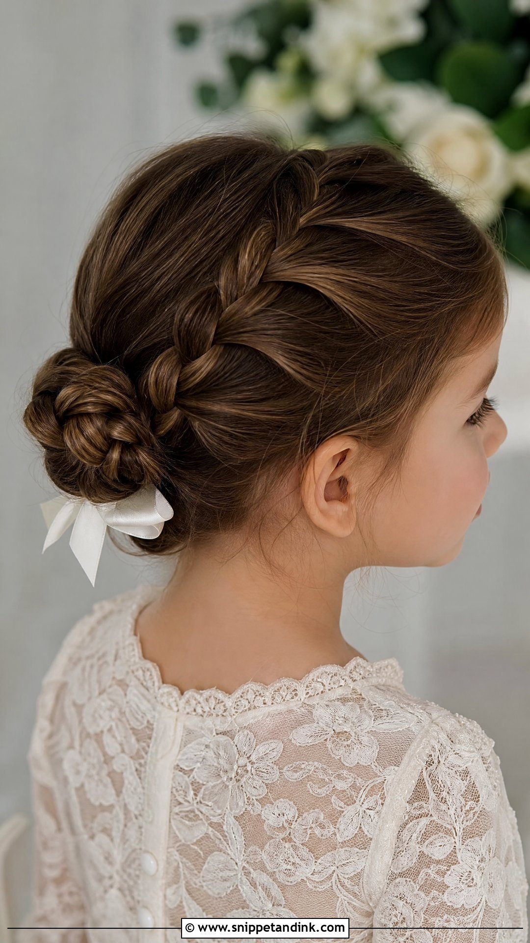 Toddler Braided Bun Wedding Hairstyle - Snippet and Ink - 20 Toddler Updo Wedding Hairstyles