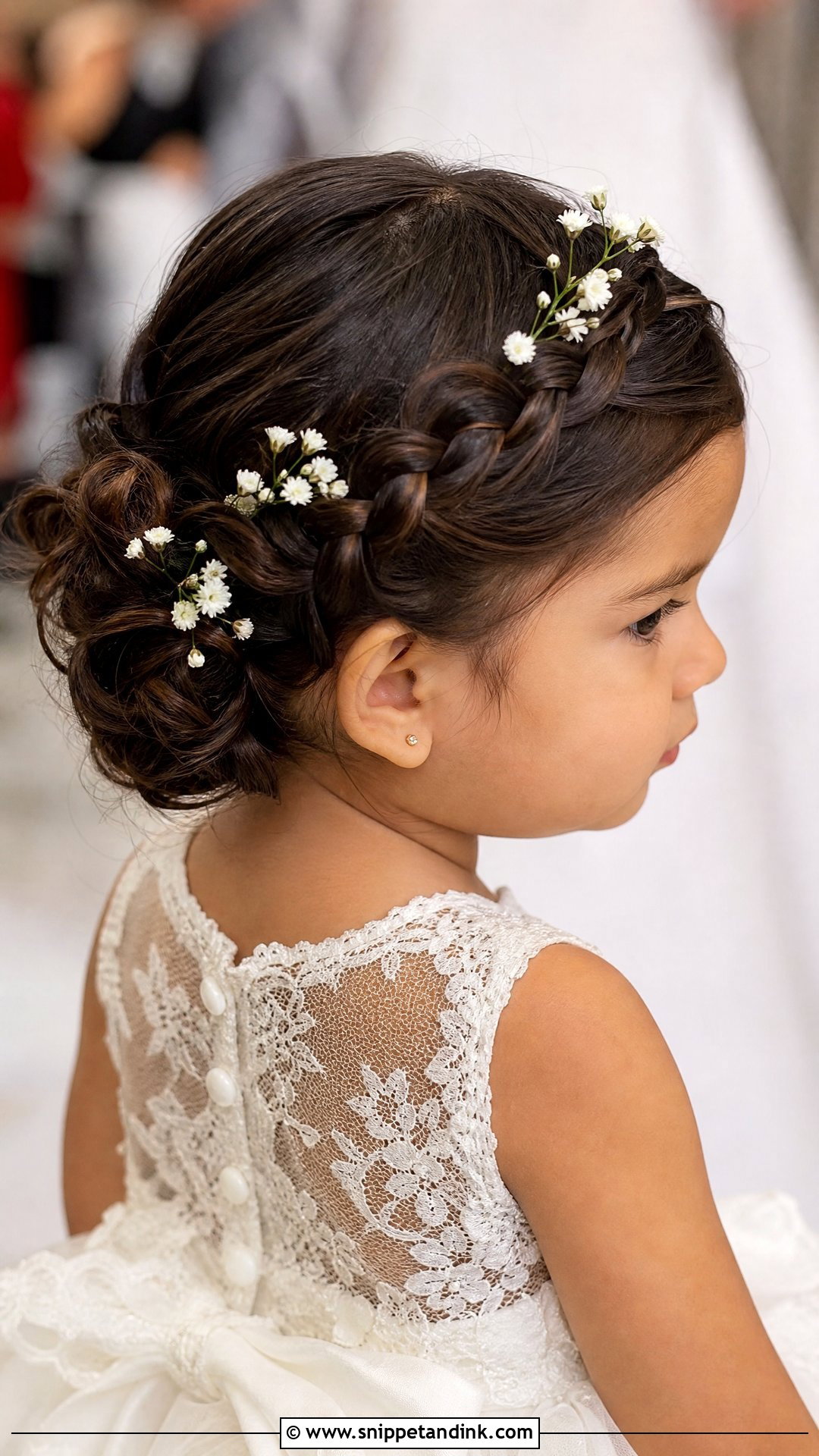 Toddler Braided Crown Bun Wedding Hairstyle - Snippet and Ink - 20 Toddler Updo Wedding Hairstyles