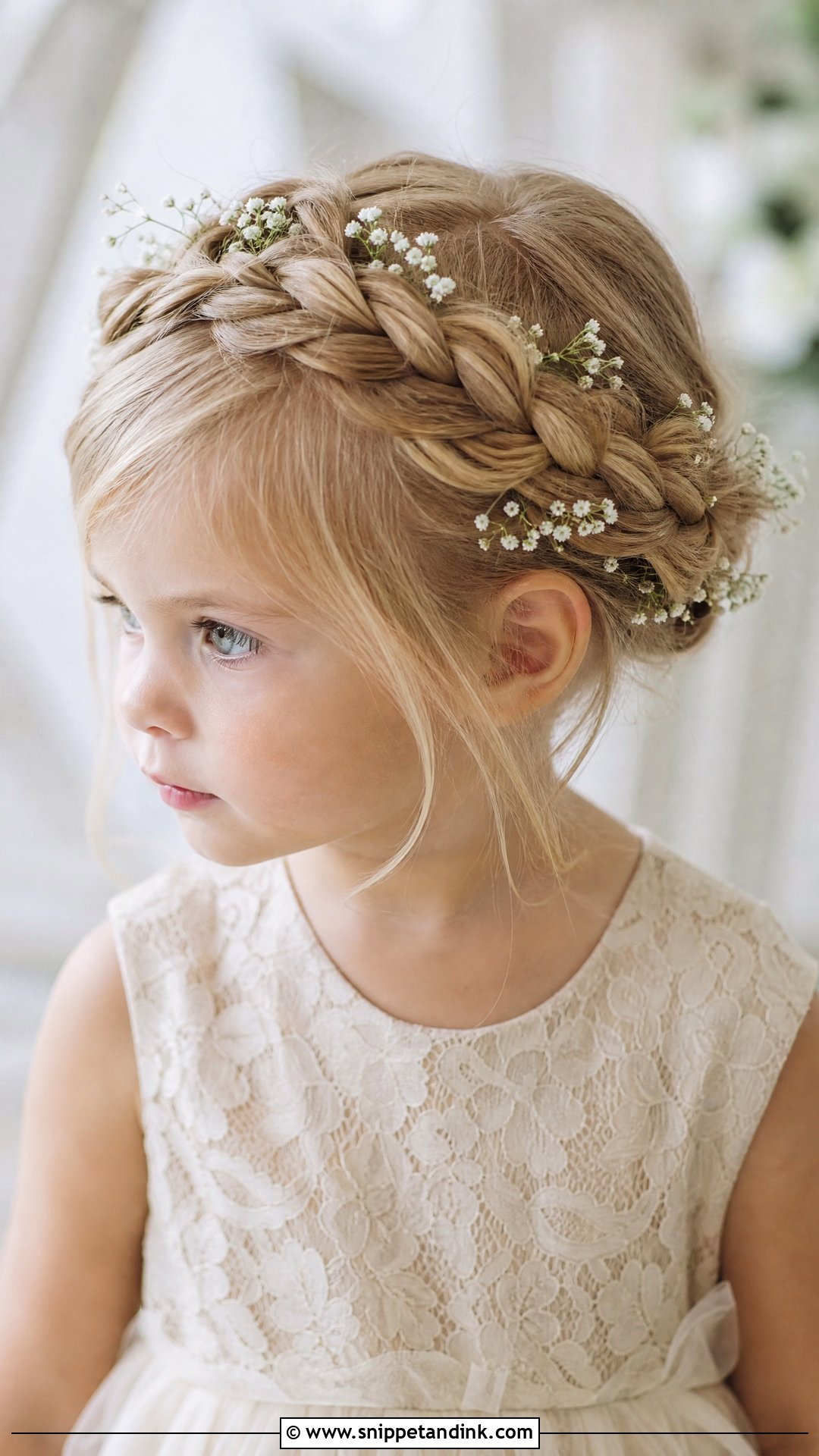 Toddler Crown Braid Updo Wedding Hairstyle - Snippet and Ink - 20 Toddler Updo Wedding Hairstyles