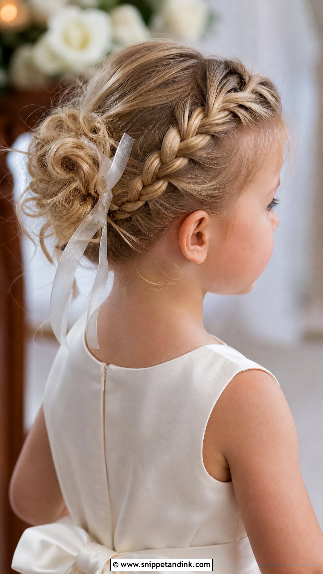 Toddler Dutch Braid Updo Wedding Hairstyle - Snippet and Ink - 20 Toddler Updo Wedding Hairstyles