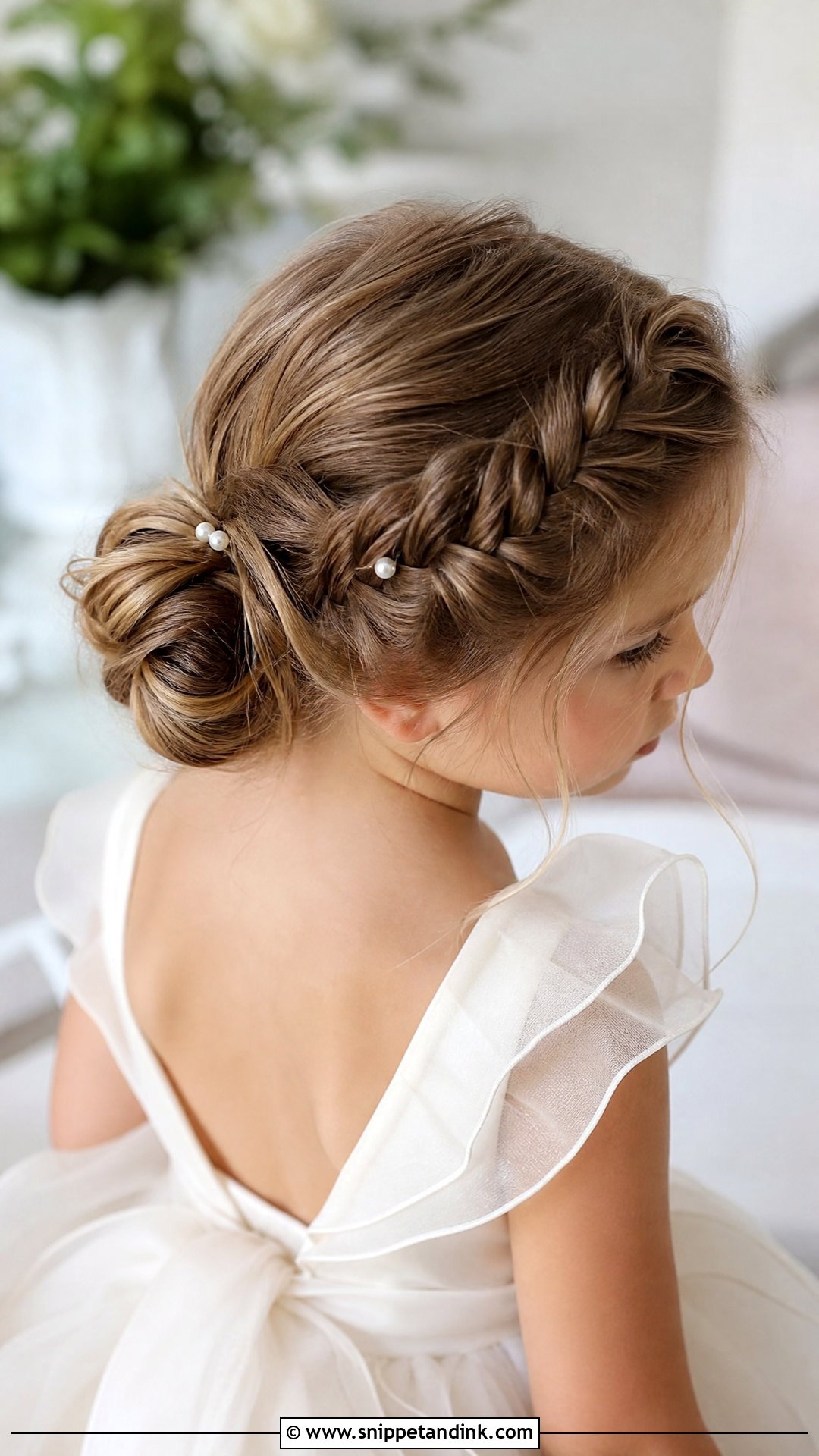 Toddler Fishtail Bun Wedding Hairstyle - Snippet and Ink - 20 Toddler Updo Wedding Hairstyles