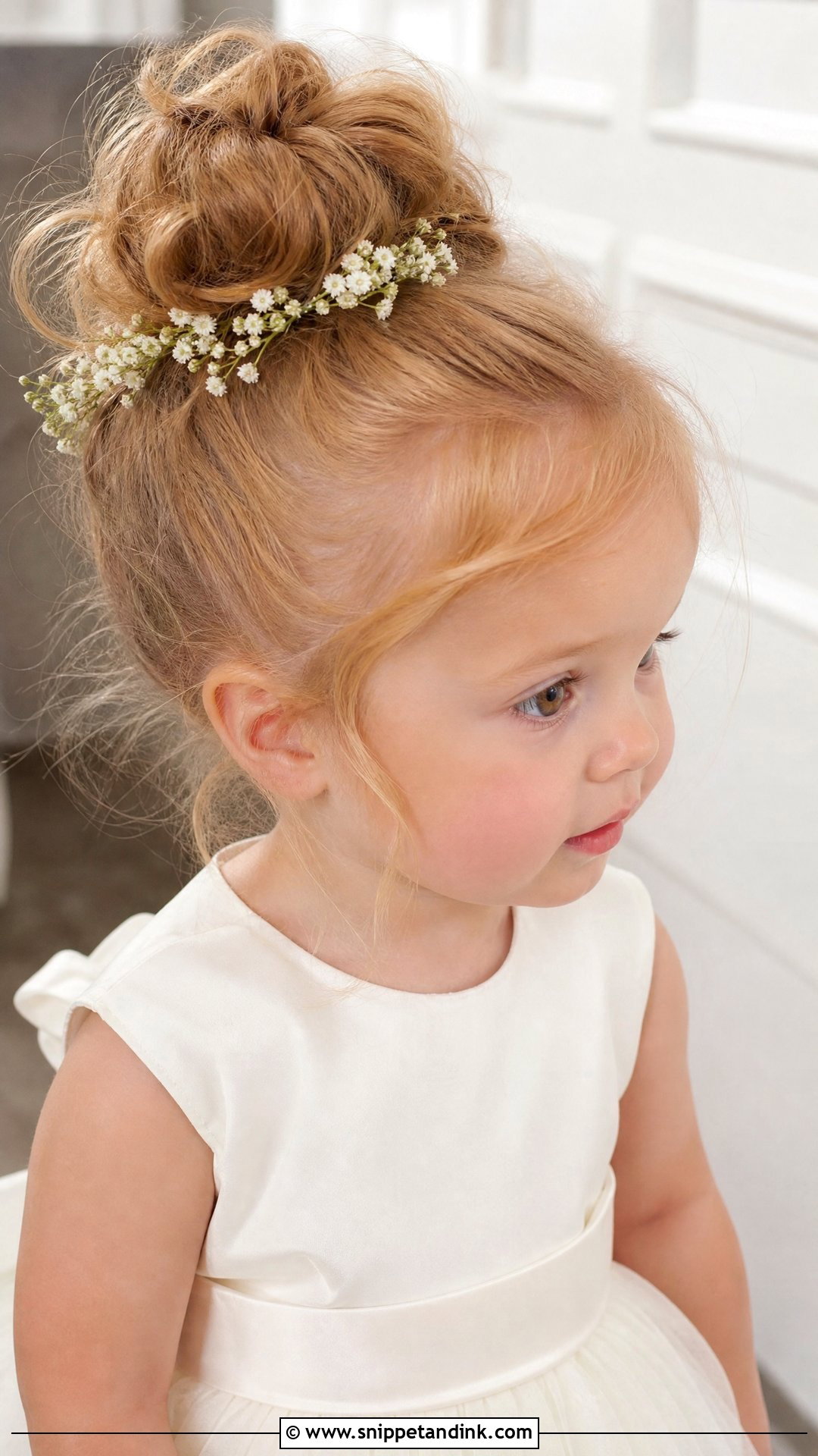 Toddler Flower Girl Bun Hairstyle - Snippet and Ink - 20 Toddler Updo Wedding Hairstyles