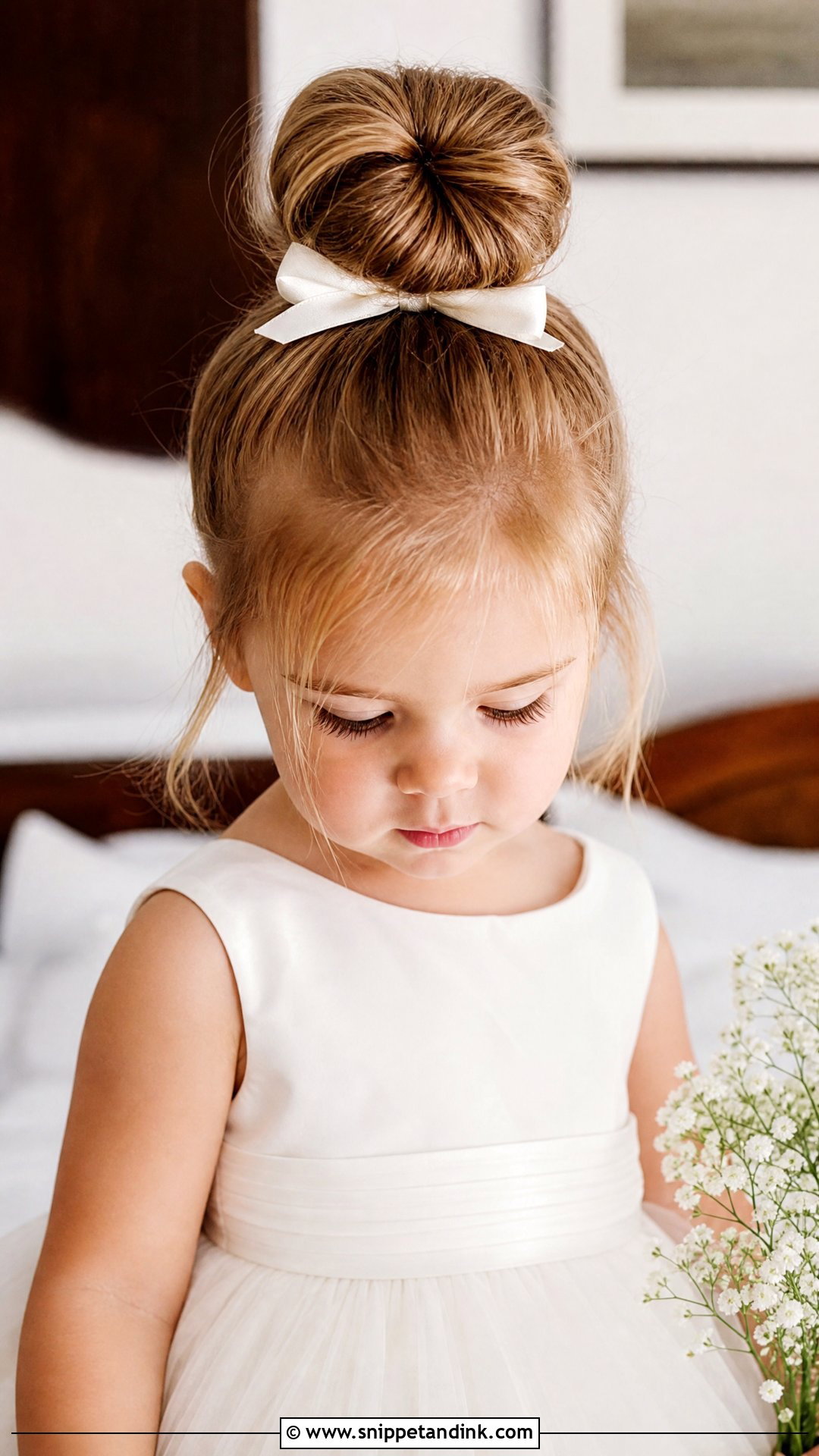Toddler High Bun Wedding Hairstyle - Snippet and Ink - 20 Toddler Updo Wedding Hairstyles