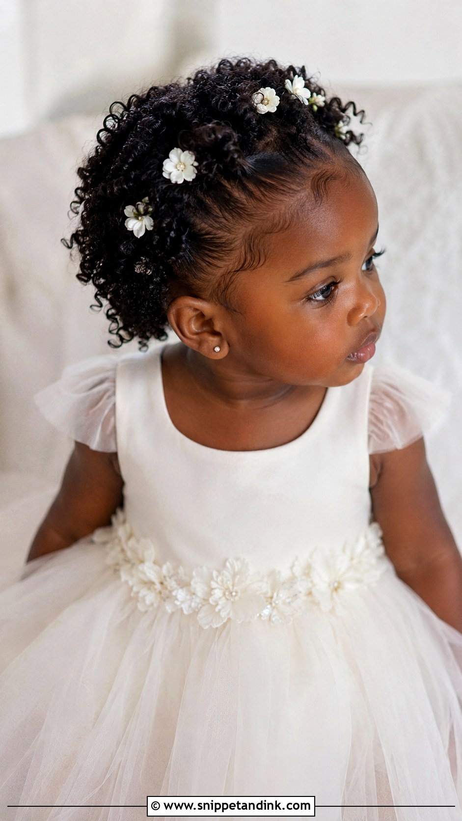 Toddler Natural Curls With Flowers - Snippet and Ink - 15 Wedding Hairstyles for Toddler Girl