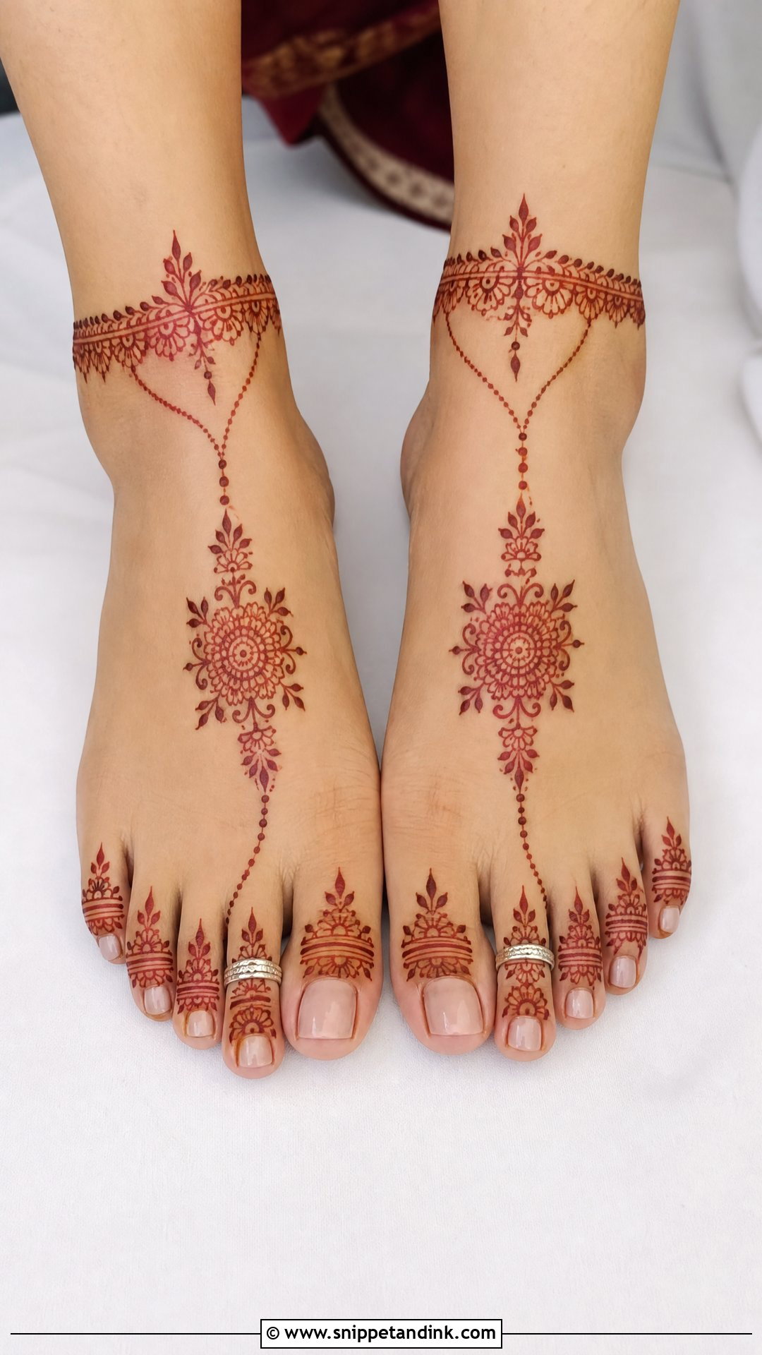 Toe Ring Bridal Feet Mehndi Design - Snippet and Ink - 30 Bridal Feet Mehndi Designs