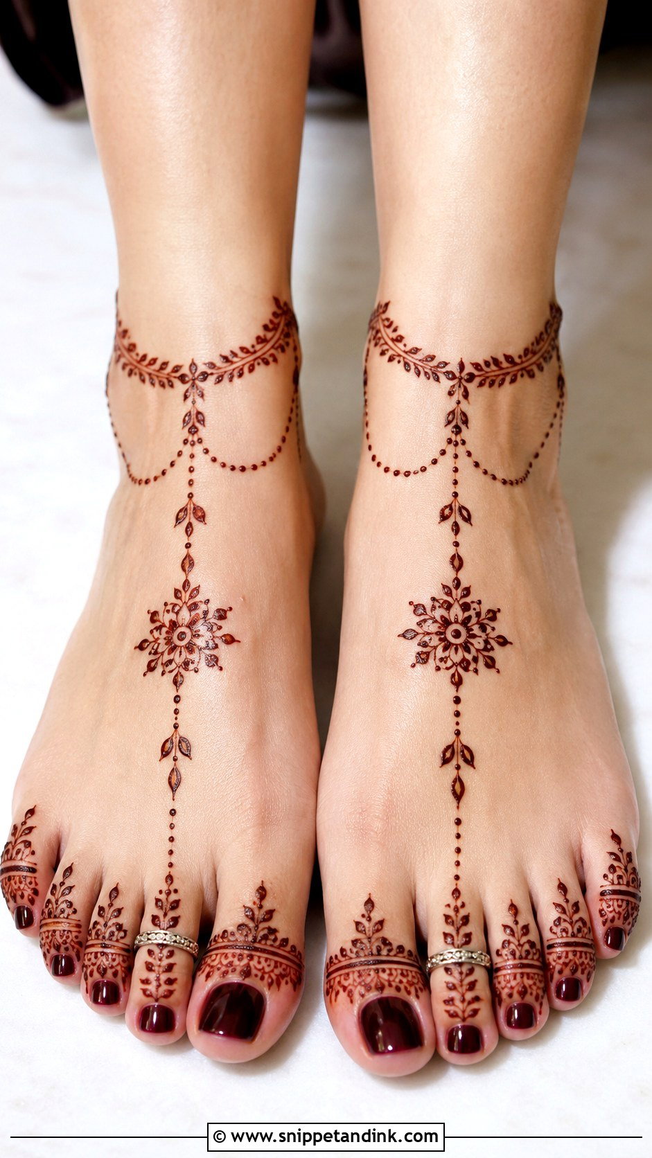 Toe Ring Feet Mehndi Design - Snippet and Ink - 35 Feet Mehndi Designs