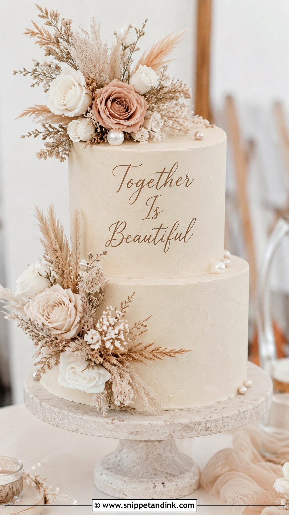 Together Is Beautiful Wedding Cake - Snippet and Ink - 20 Quote Cake Ideas for Wedding