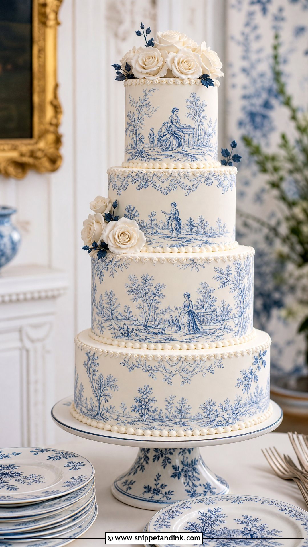 Toile Wedding Cake - Snippet and Ink - 20 Let Them Eat Cake Aesthetic Ideas for Wedding
