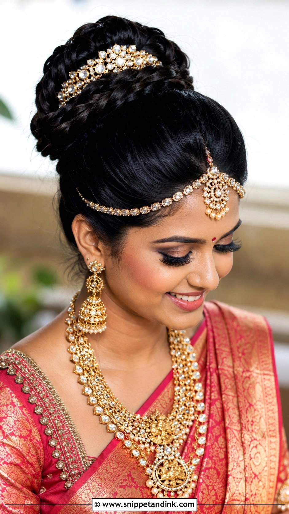 Top Knot Bun Bridal Look - Snippet and Ink - 25 Asian Wedding Hairstyles