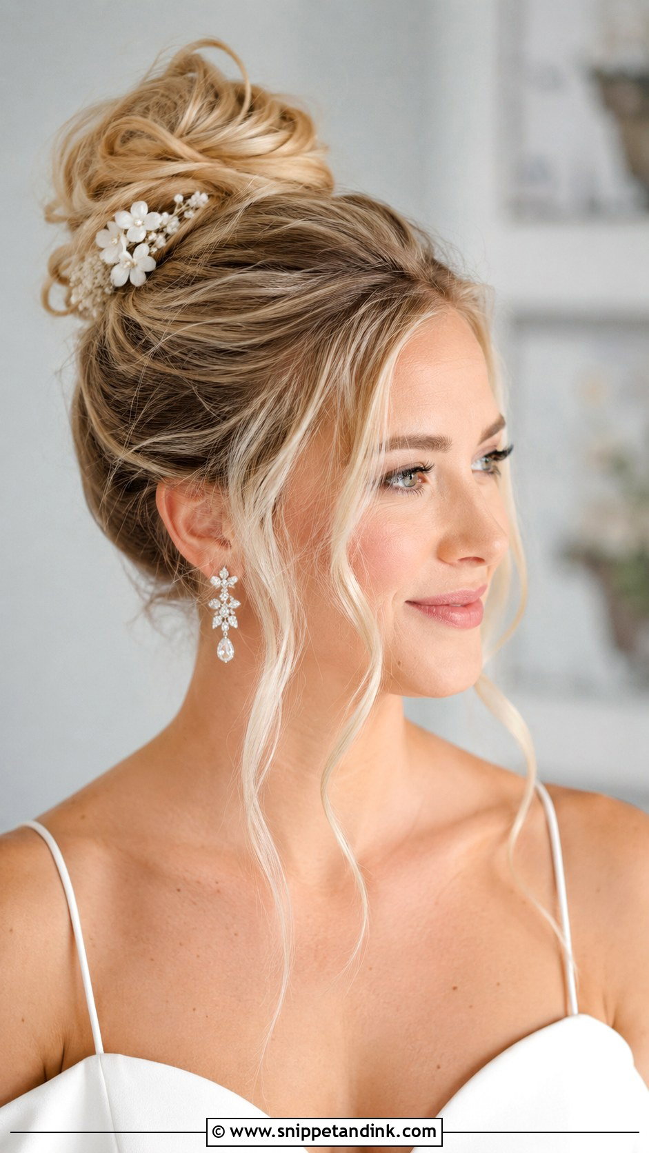 Top Knot Bun for Bride - Snippet and Ink - 20 Bridal Bun Hairstyle Ideas