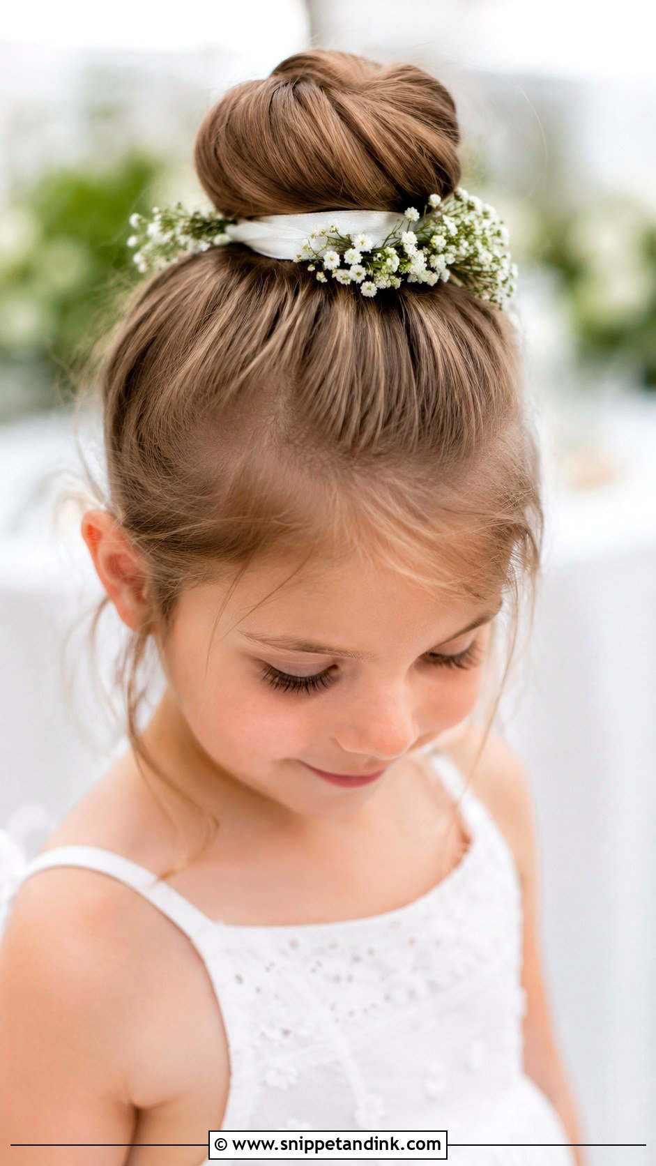 Top Knot Bun - Snippet and Ink - 25 Childrens Wedding Hair Ideas