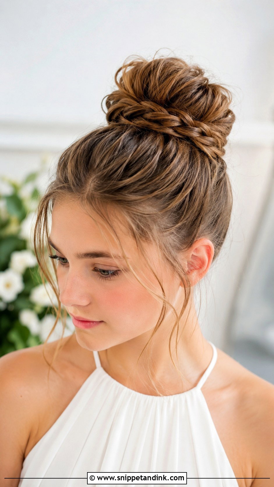 Top Knot With Braided Detail - Snippet and Ink - 25 Confirmation Hairstyles