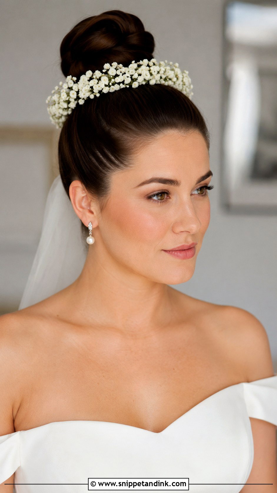 Top Knot With Floral Halo - Snippet and Ink - 25 Wedding Hairstyles with Flowers