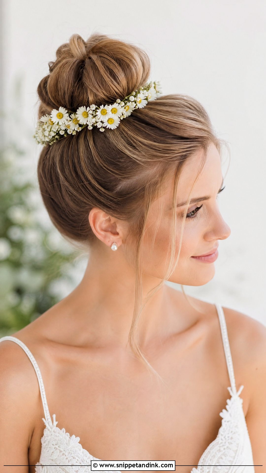Top Knot With Flower Crown - Snippet and Ink - 20 Wedding Hairstyles with Flower Crown