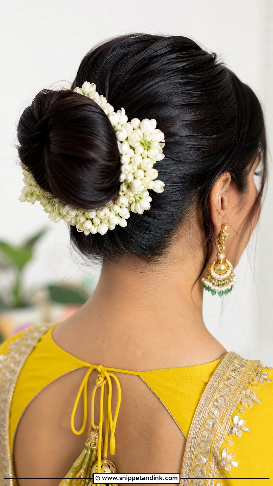 Top Knot With Gajra - Snippet and Ink - 20 Hair Gajra Ideas
