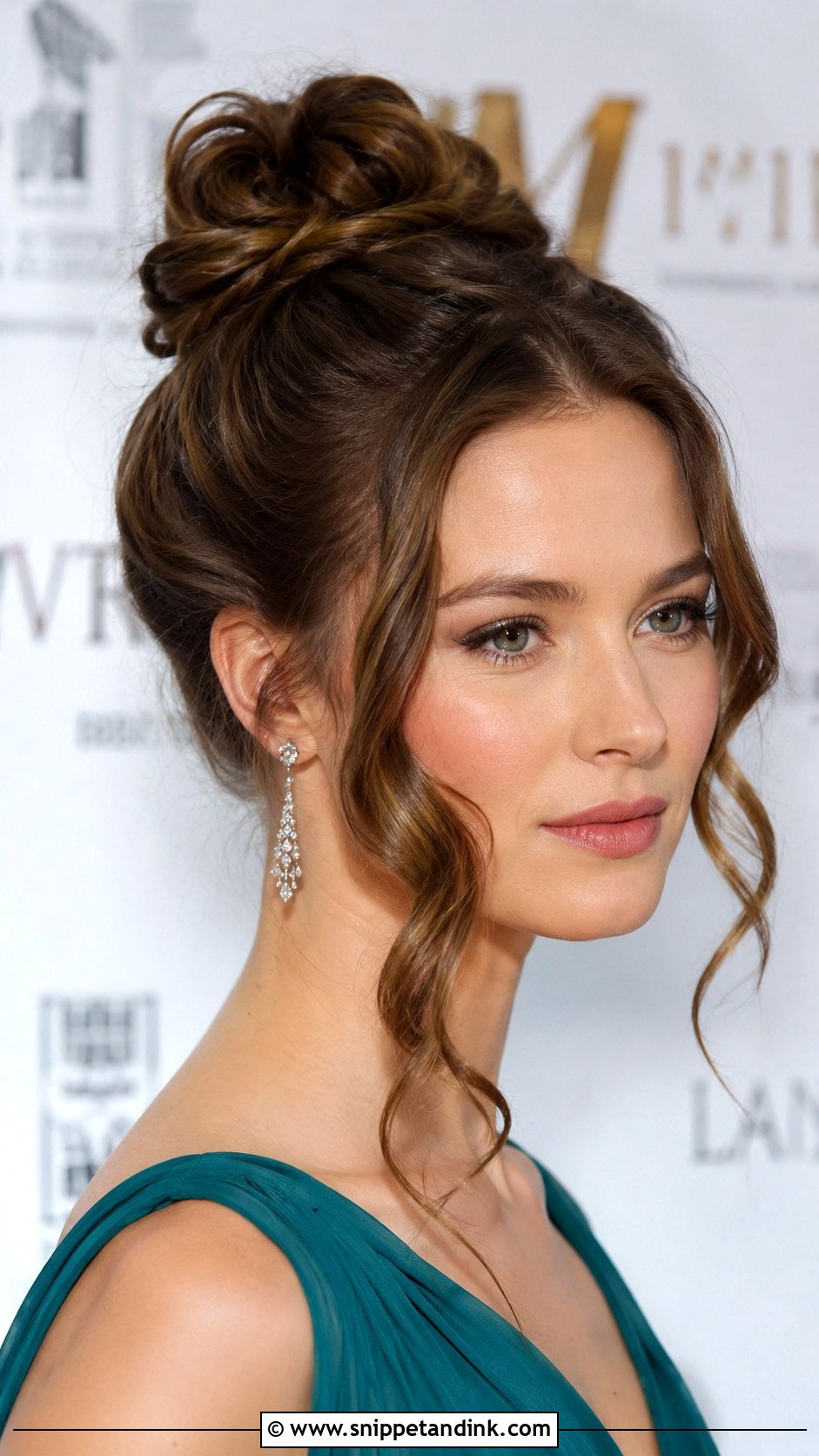 Top Knot With Loose Front Curls - Snippet and Ink - 25 Mother of the Bride Hair Updo Ideas