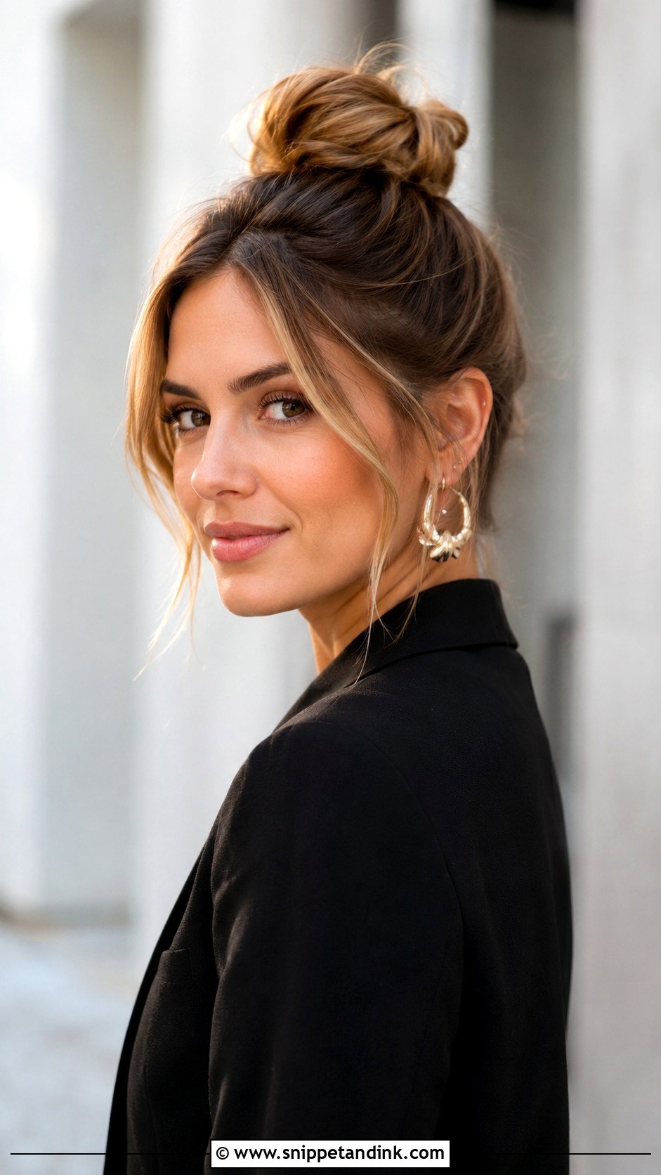 Top Knot With Soft Tendrils - Snippet and Ink - 30 Hairstyles for Engagement