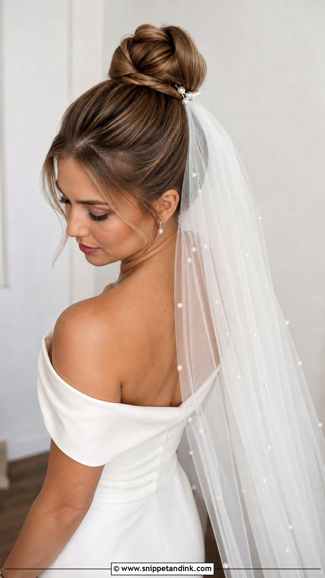 Top Knot With Veil - Snippet and Ink - 20 Hair with Veil Ideas