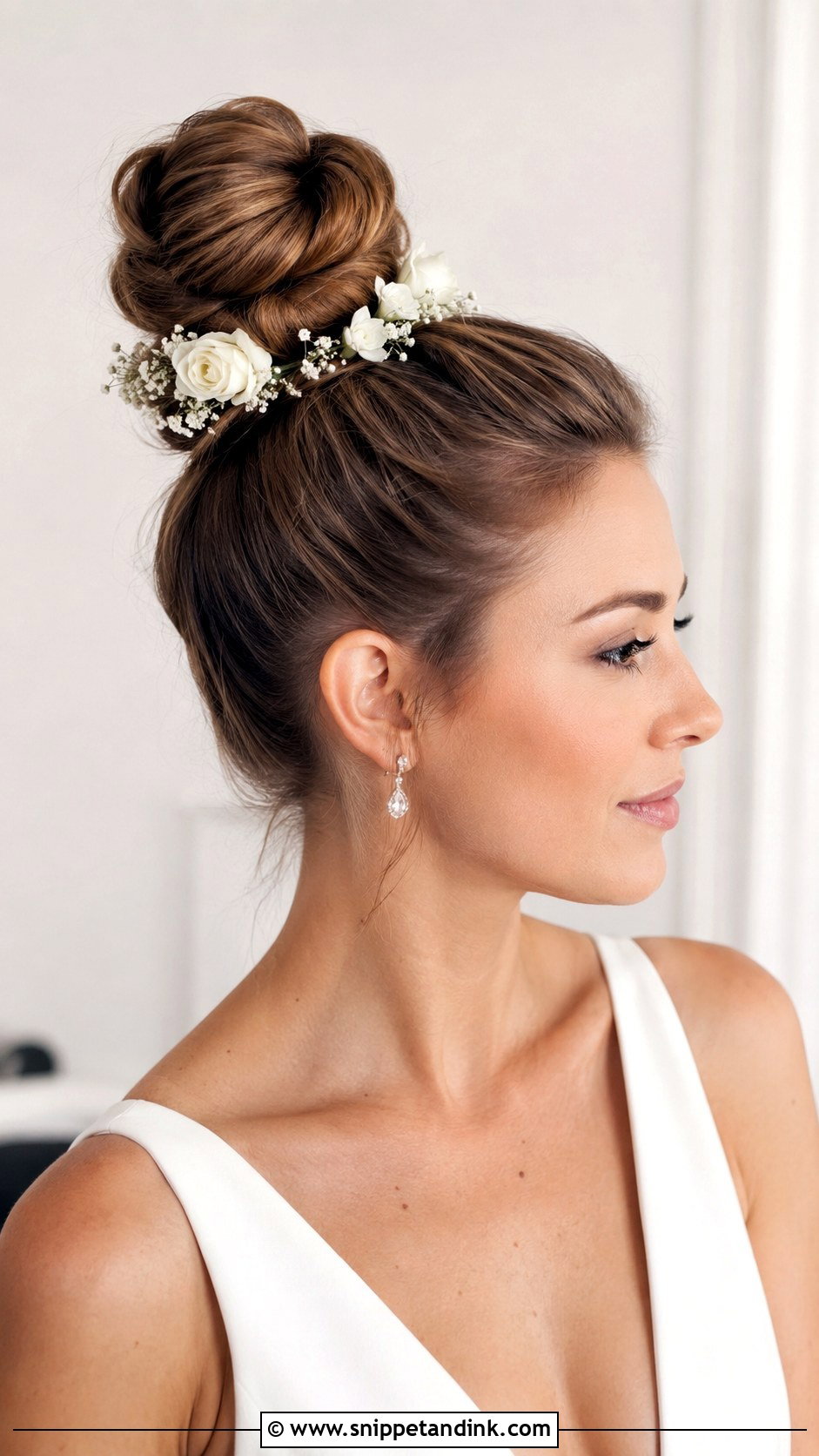 Top Knot with Flowers - Snippet and Ink - 20 Bridal Hair Buns with Flowers