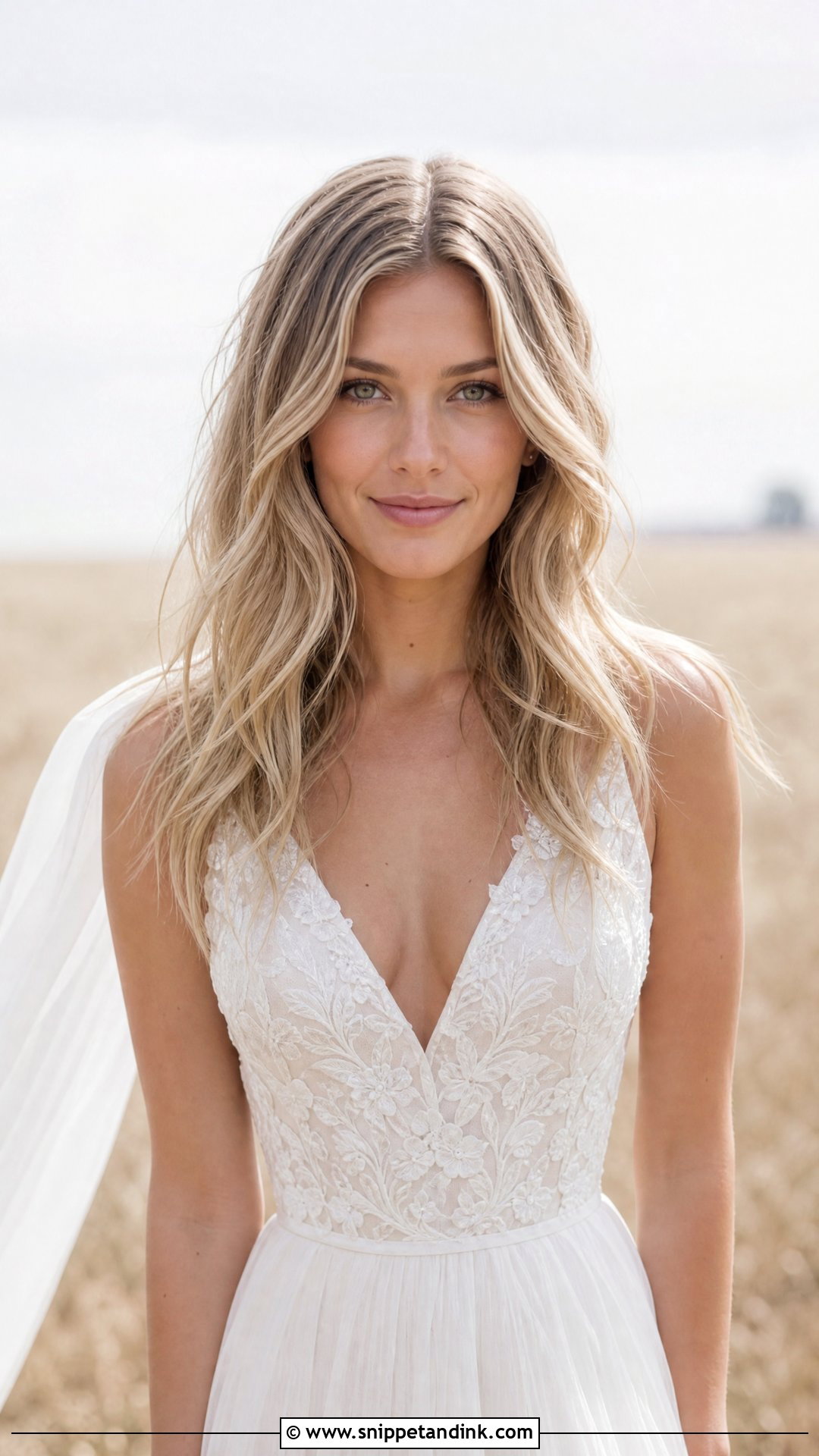 Tousled Beach Waves With Center Part - Snippet and Ink - 20 Western Wedding Hair Ideas
