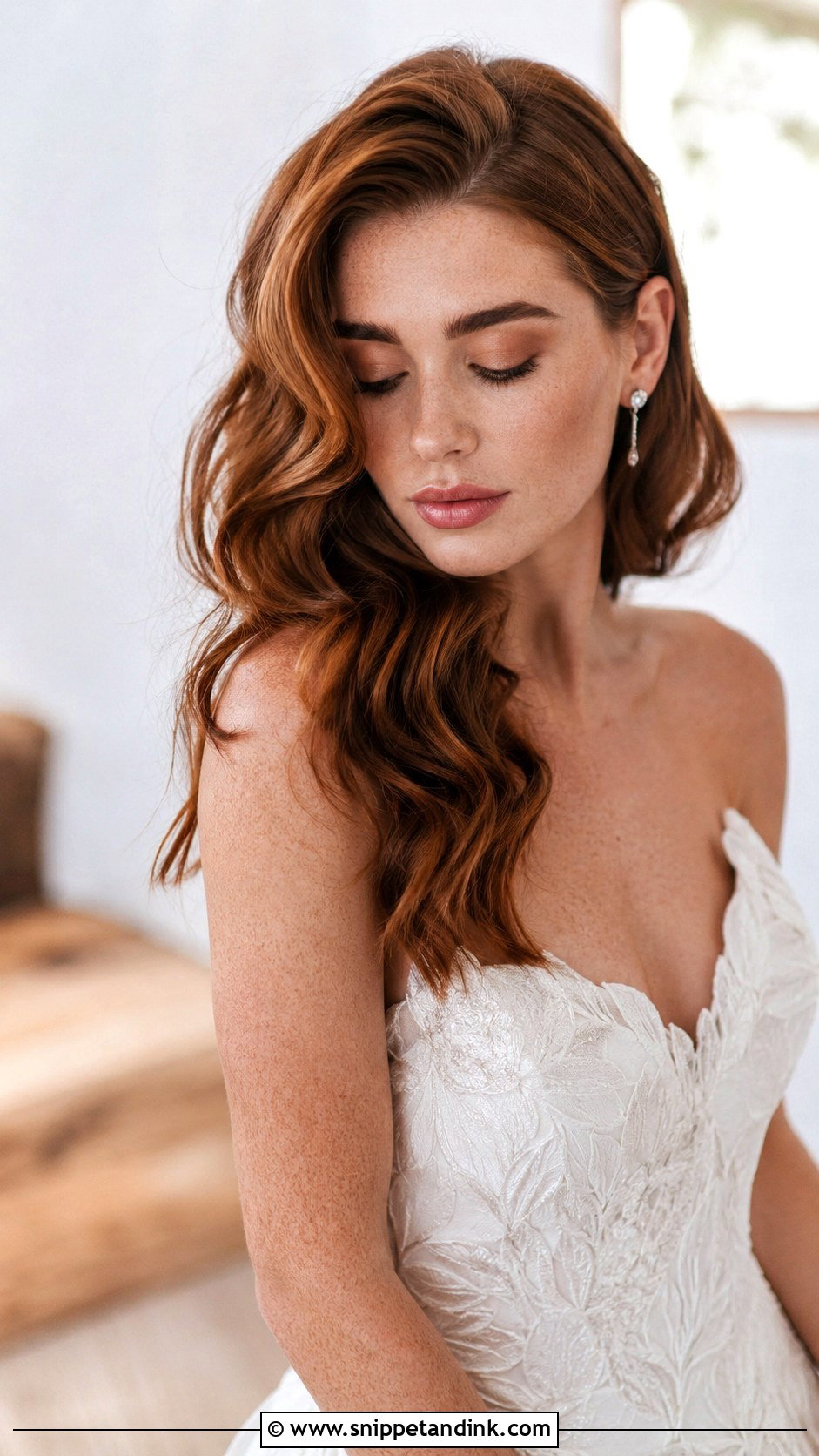 Tousled Beach Waves With Deep Side Part for Wedding - Snippet and Ink - 20 Beach Waves Hairstyles for Wedding