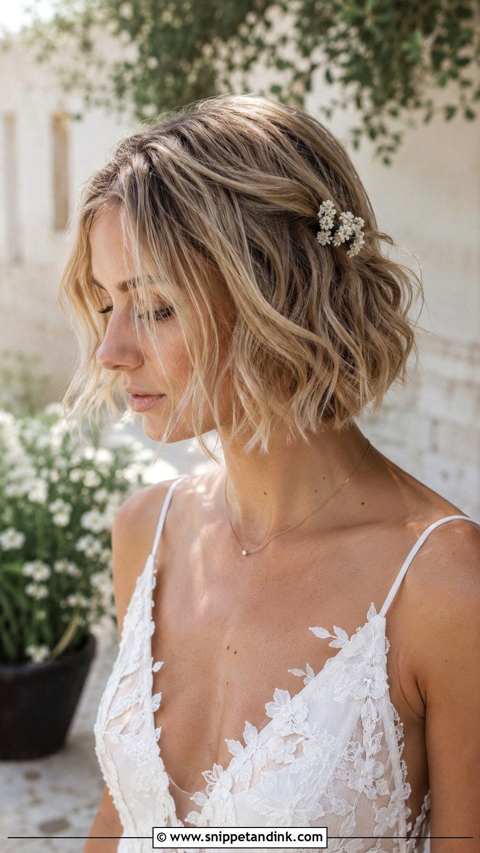 Tousled Bob With Beach Waves - Snippet and Ink - 25 Wedding Guest Hairstyles Short Hair