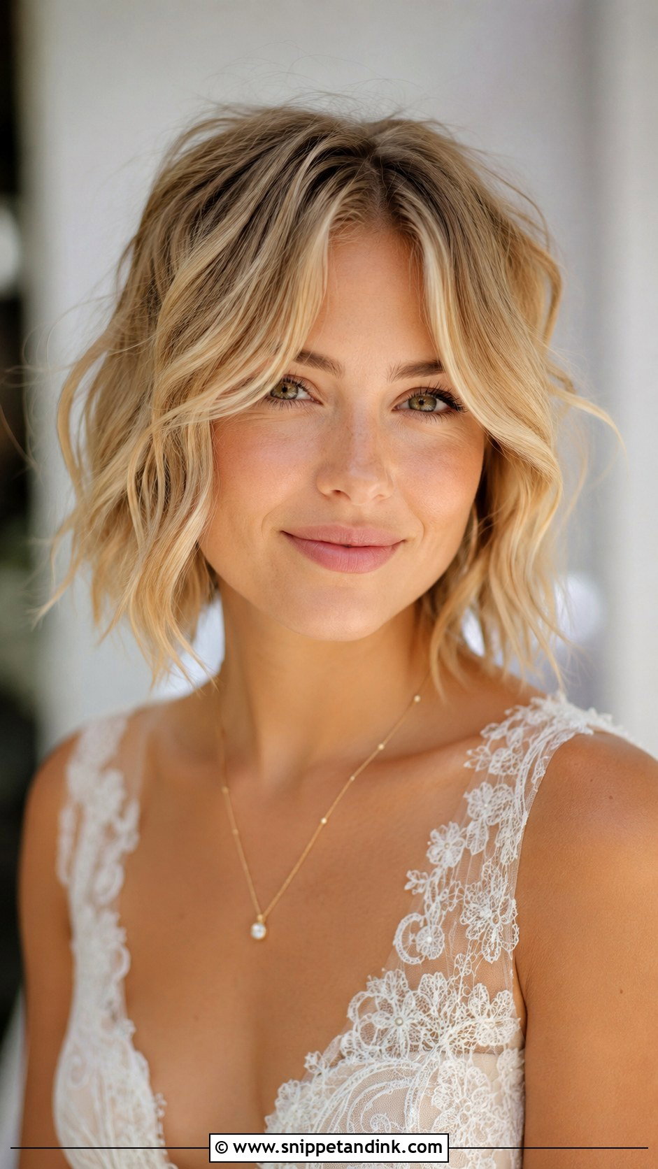 Tousled Bob With Curtain Bangs - Snippet and Ink - 30 Bob Wedding Hairstyles