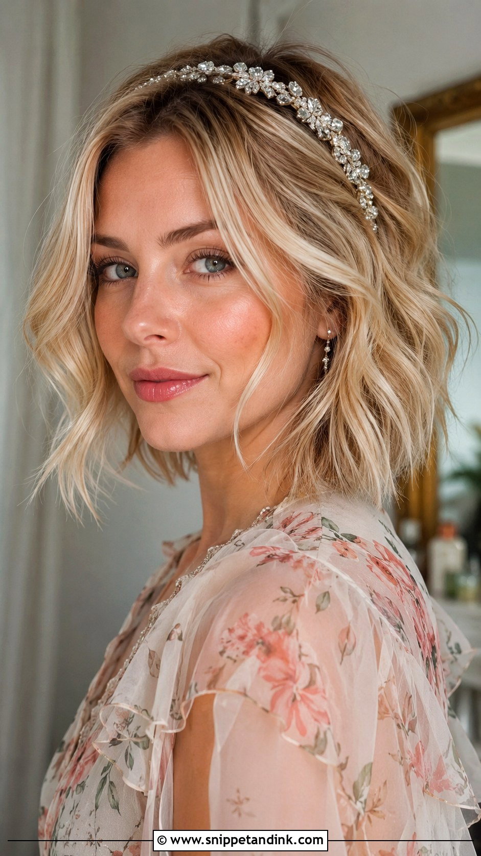 Tousled Bob With Headband - Snippet and Ink - 20 Bob Wedding Guest Hairstyles