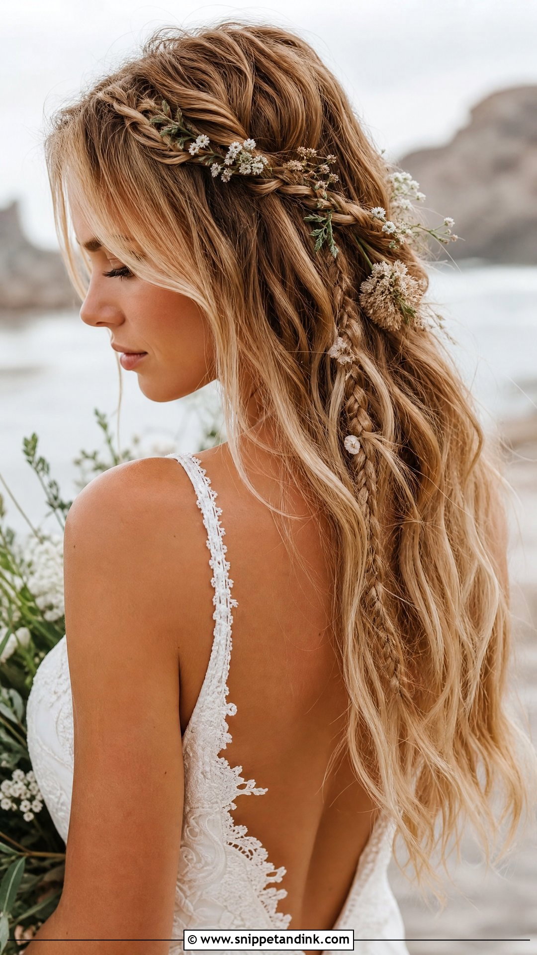Tousled Boho Waves With Braids - Snippet and Ink - 20 Bridal Hair Design Ideas